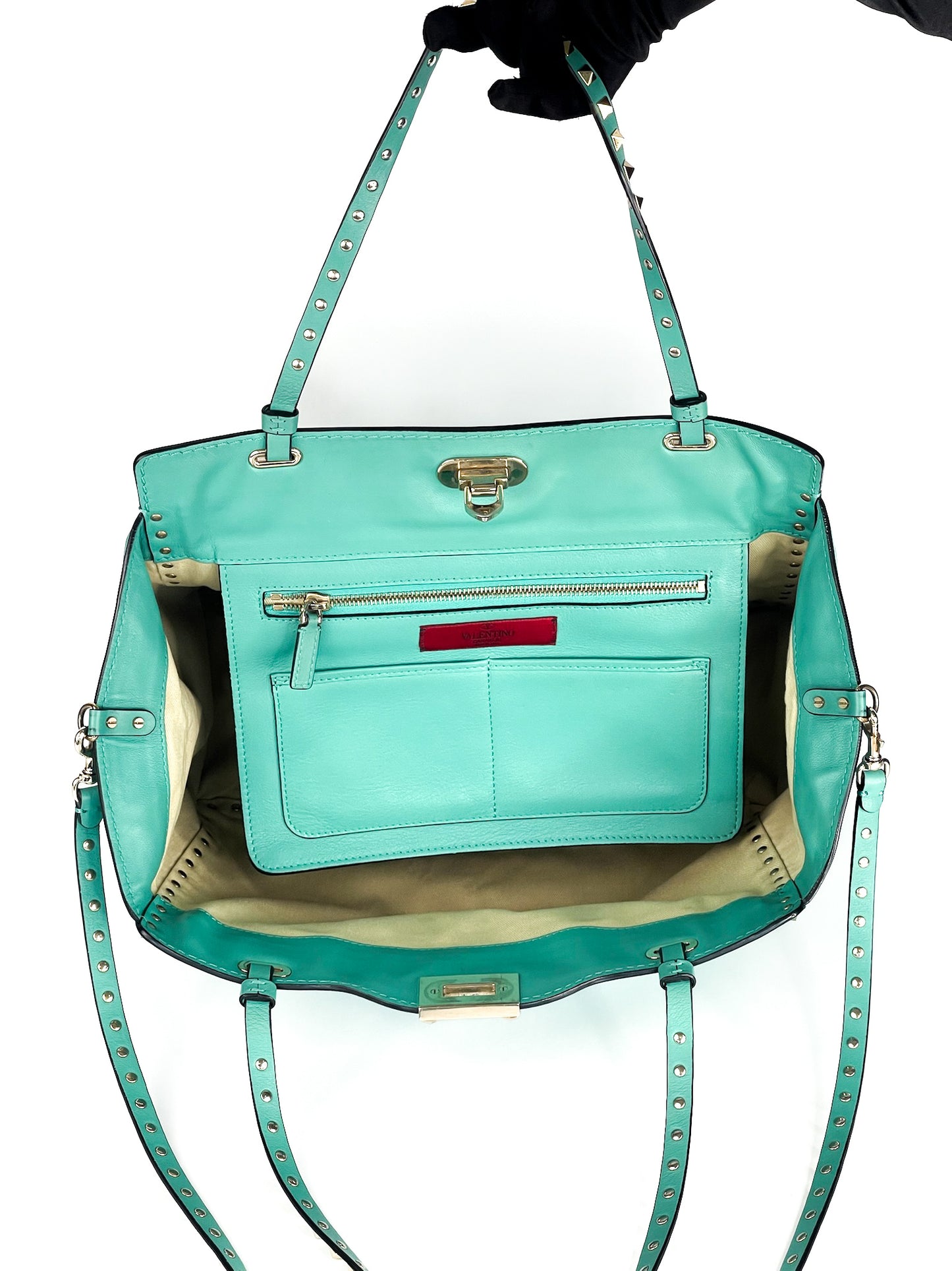 Valentino Garavani Vitello Rockstud Tote Colibri