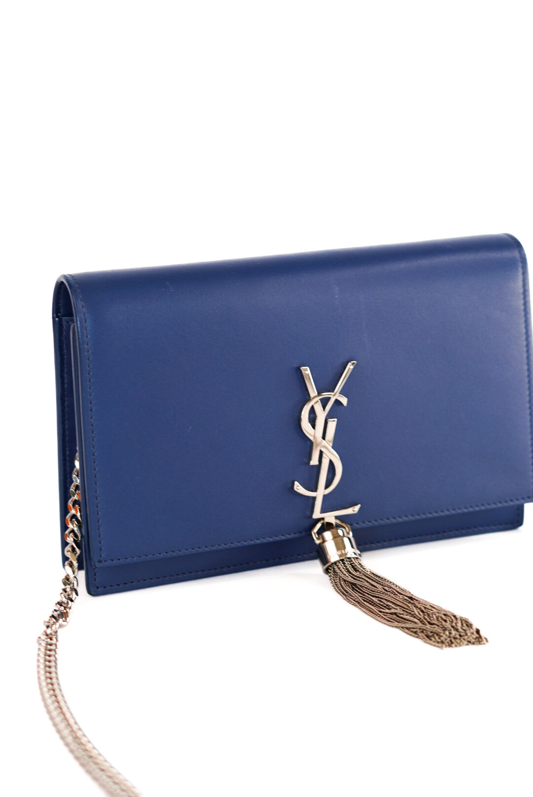 Yves Saint Laurent Saint Laurent Kate Monogram Leather Shoulder Bag Blue