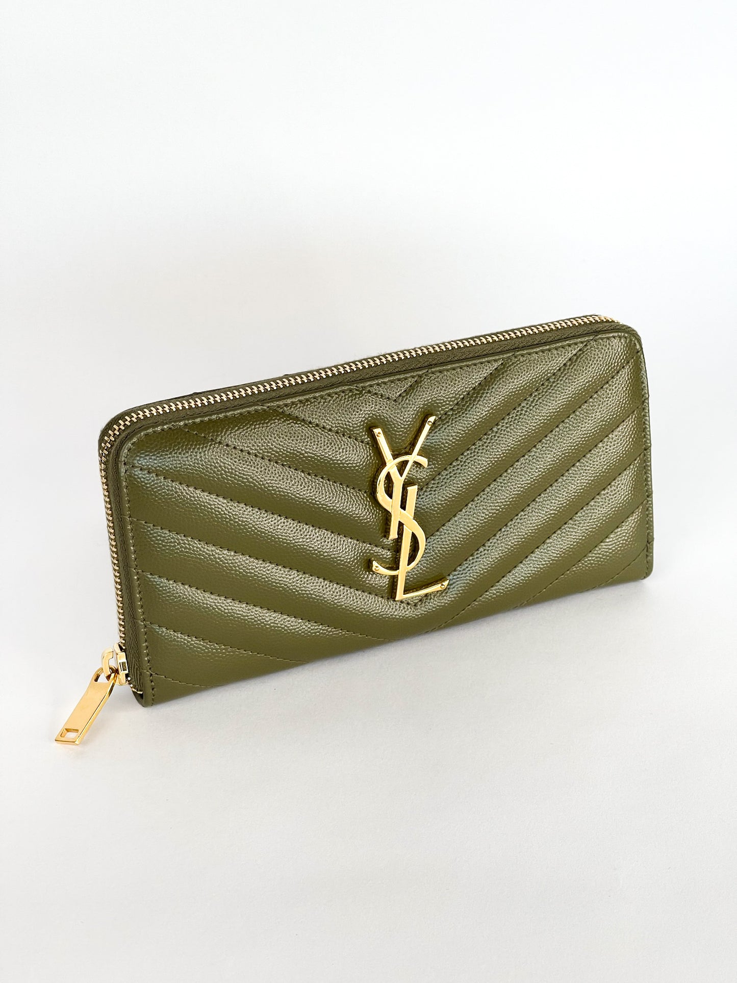 Saint Laurent Cassandre Matelasse Leather Zip Around Long Wallet