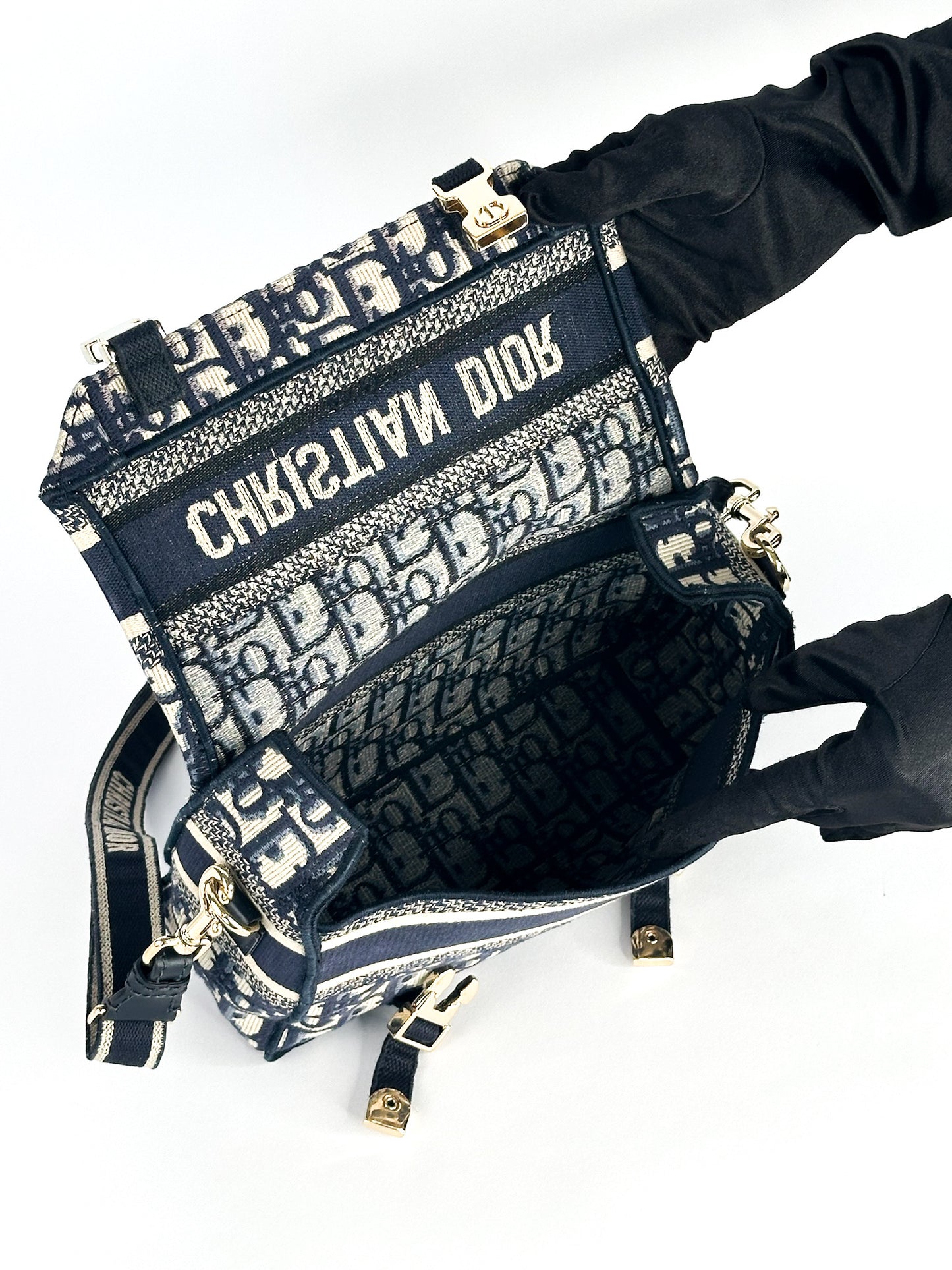 Christian Dior Camp Bag Blue Oblique Small Embroidery
