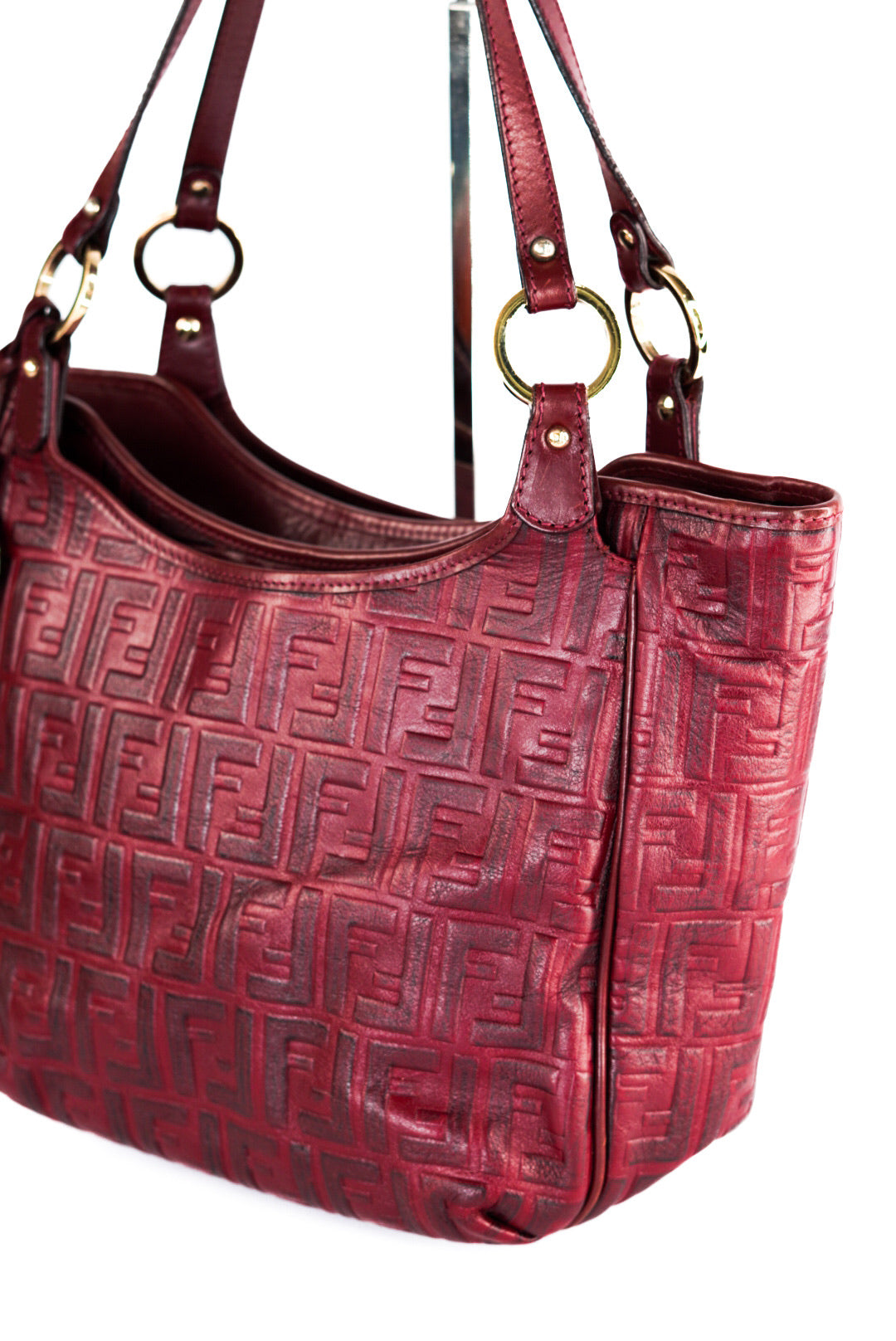 Fendi Bordeaux Zucca Leather Chef Shoppers Tote Bag
