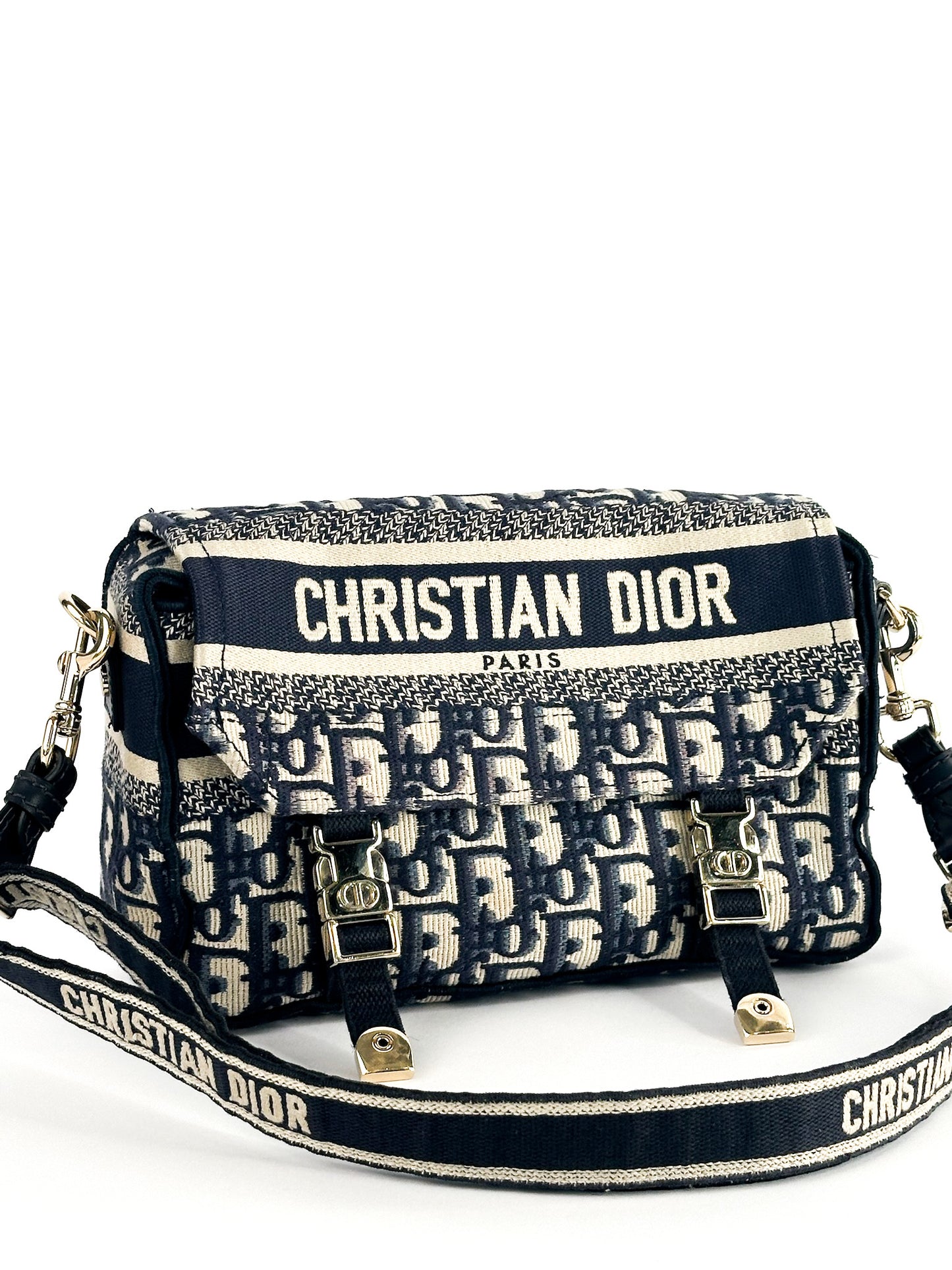 Christian Dior Camp Bag Blue Oblique Small Embroidery