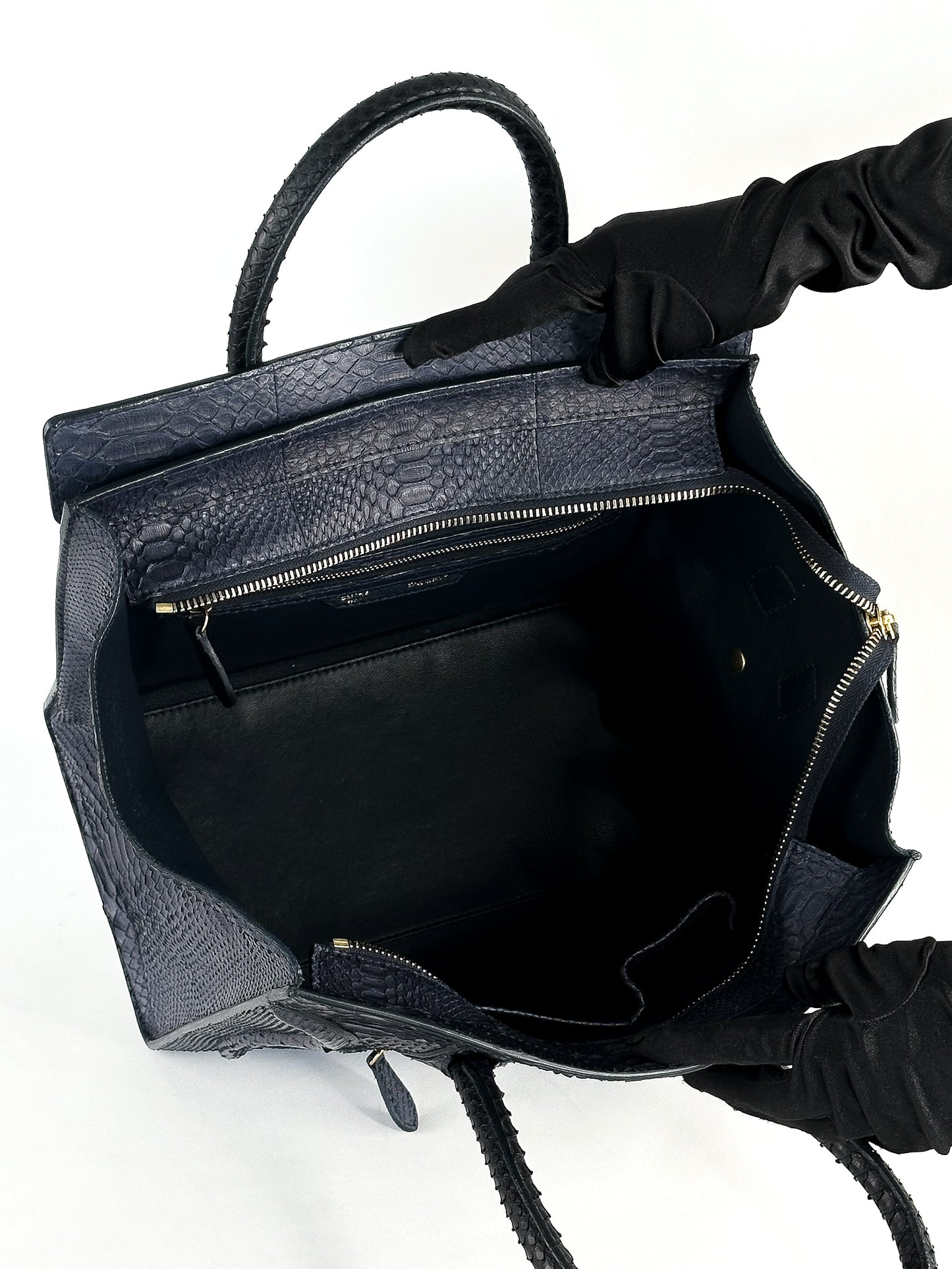 Celine Python Medium Phantom Luggage Tote Navy Blue