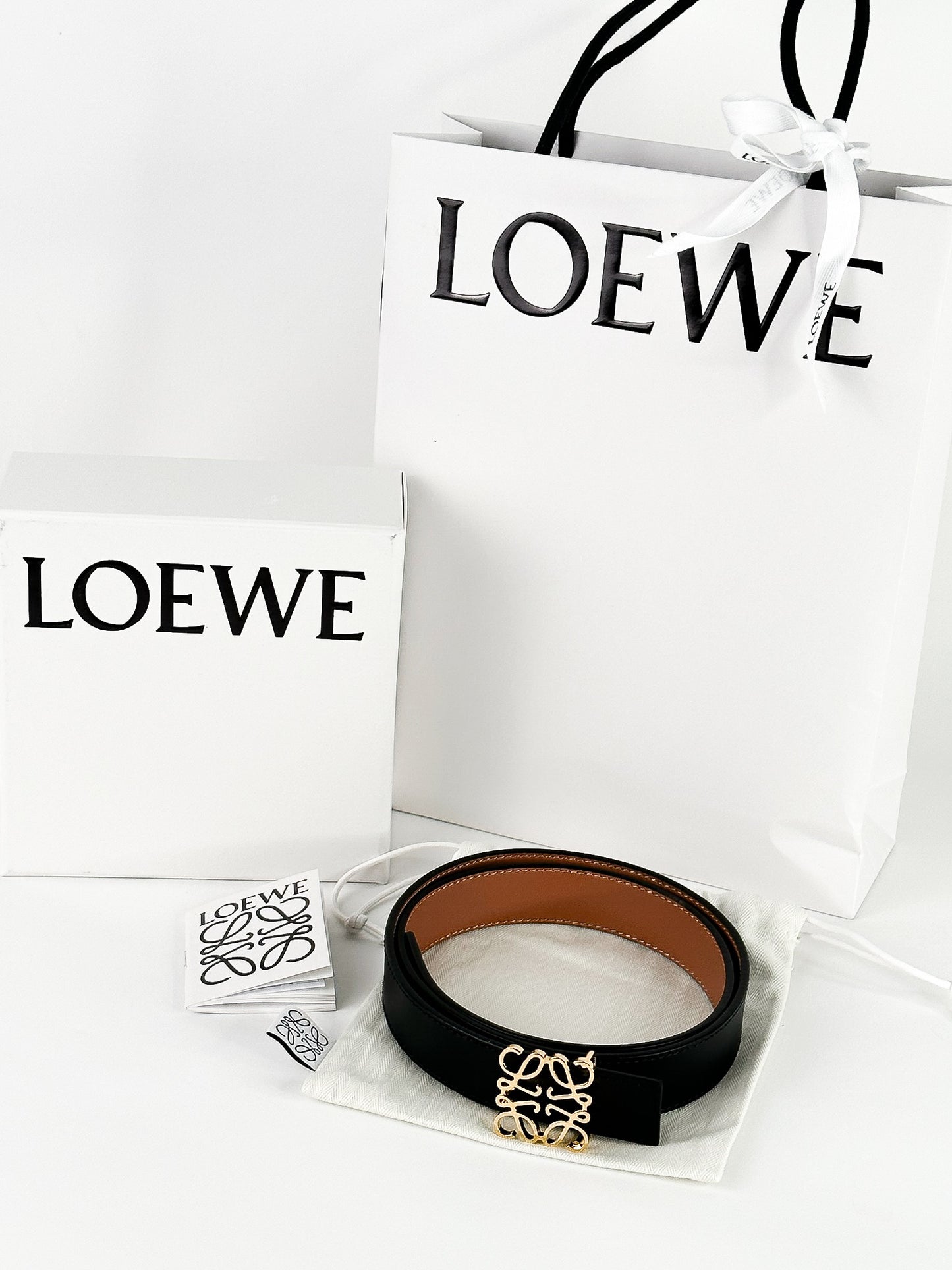 Loewe Anagram Logo Reversible Leather Belt Black/Brown