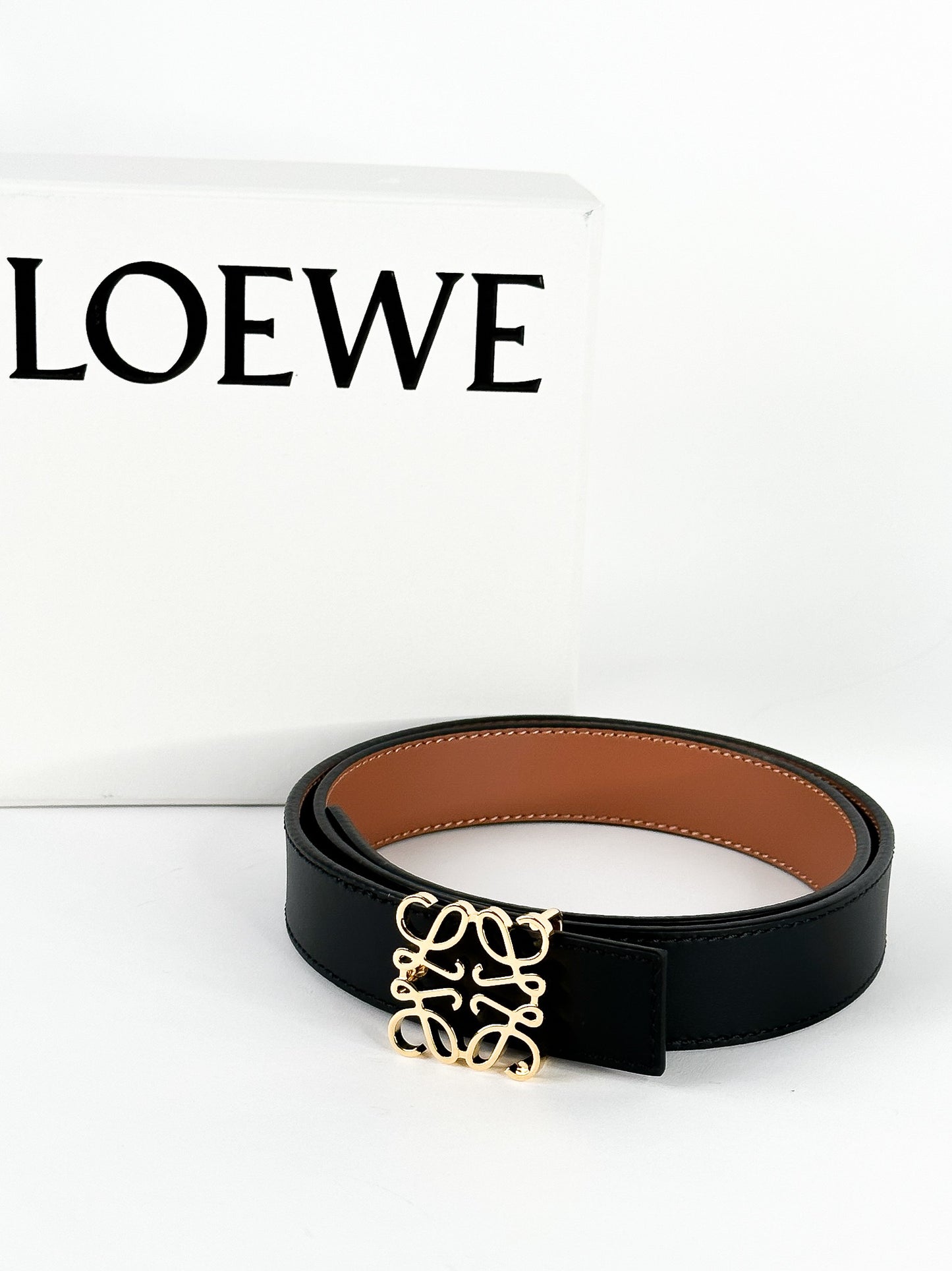 Loewe Anagram Logo Reversible Leather Belt Black/Brown