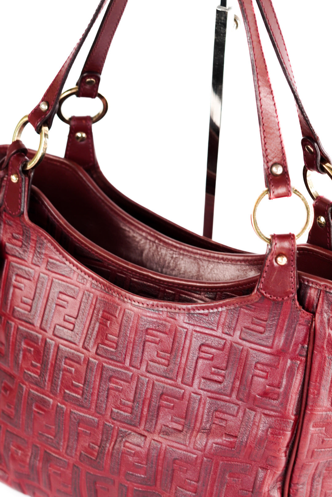 Fendi Bordeaux Zucca Leather Chef Shoppers Tote Bag