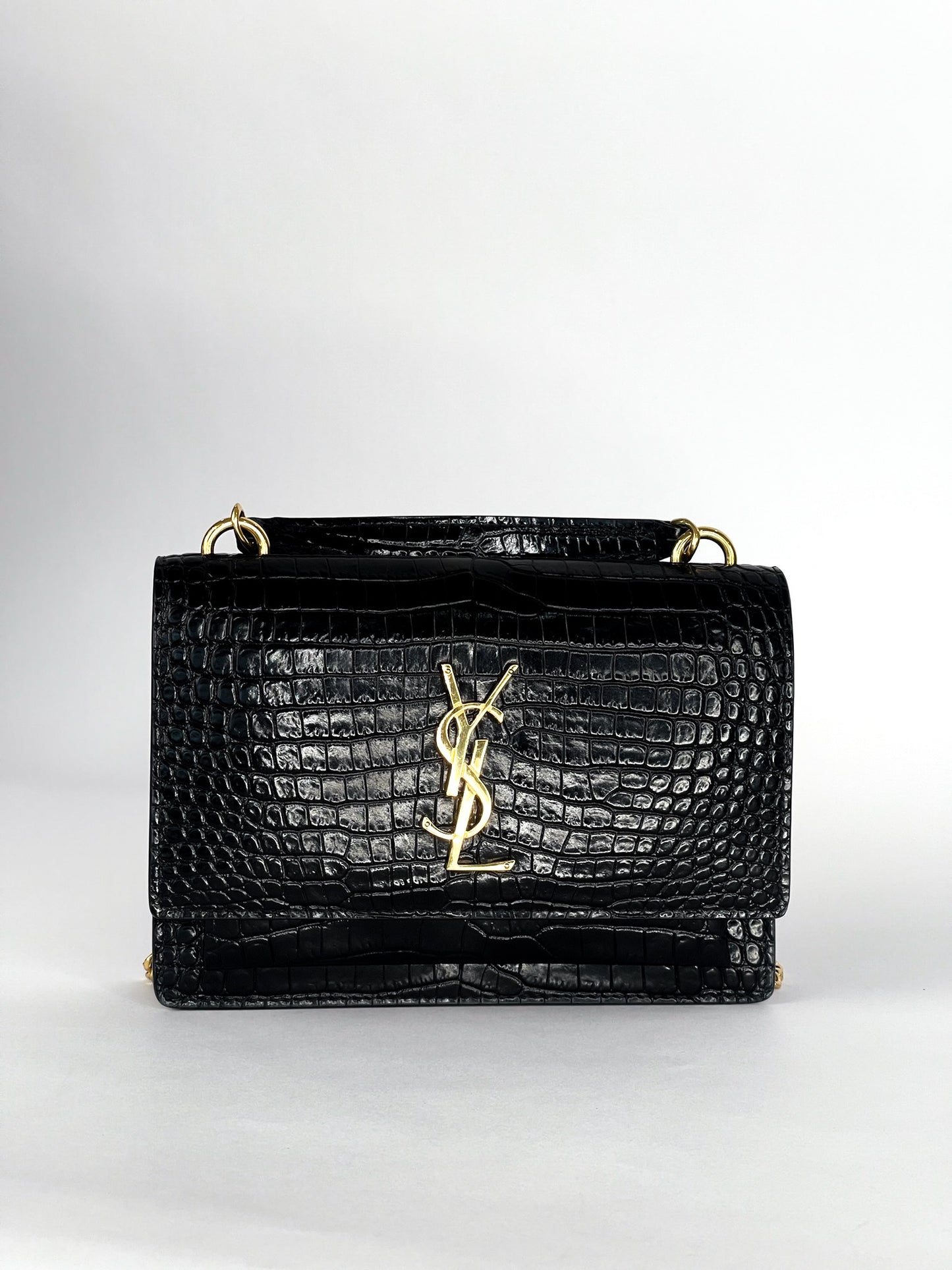 Saint Laurent Sunset Crocodile Embossed Mini Bag