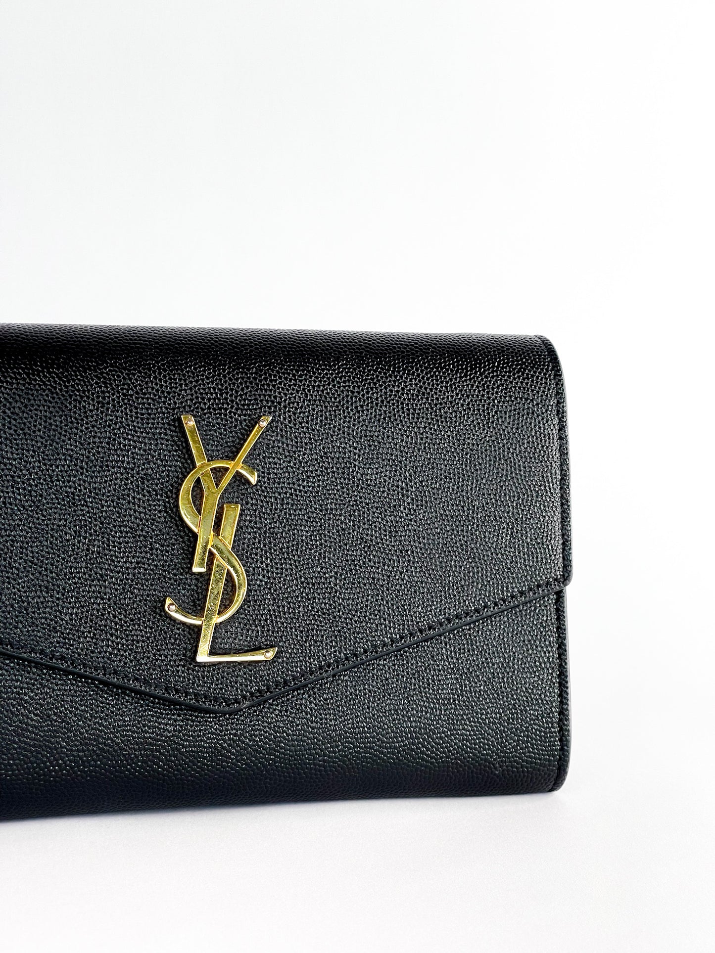 Saint Laurent Uptown Leather Wallet on Chain Black