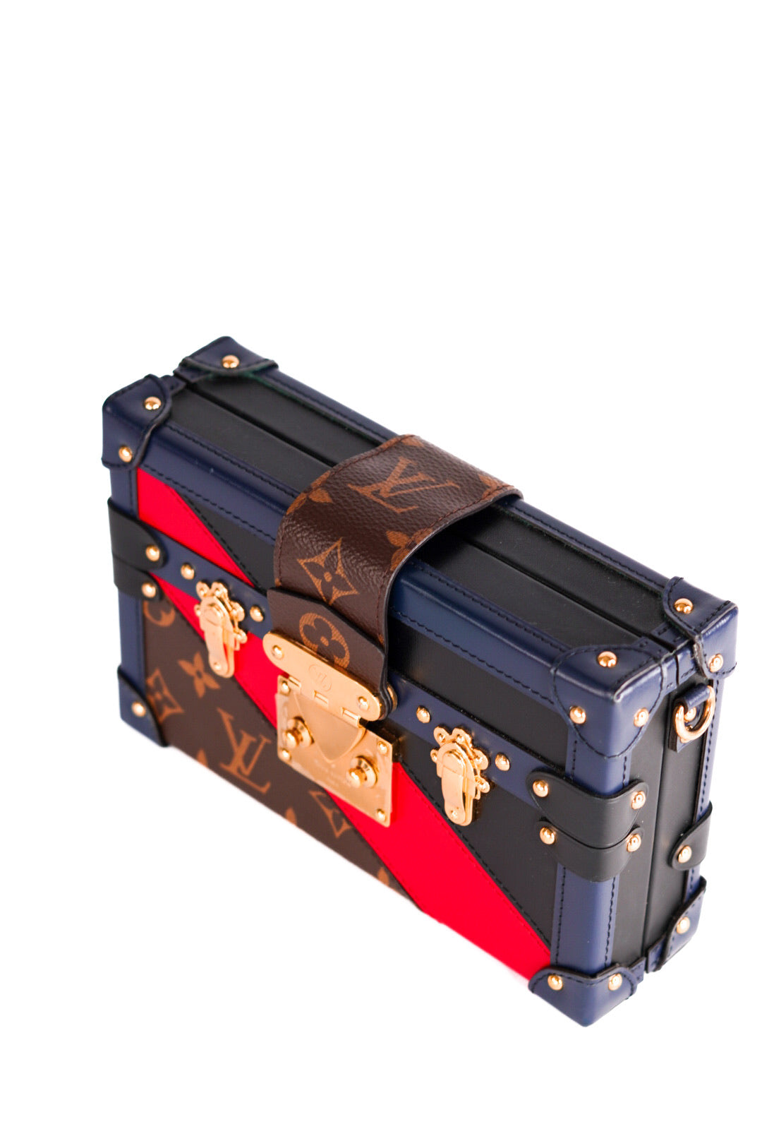 Louis Vuitton Monogram Malletage Print Petite Malle Marine Rouge