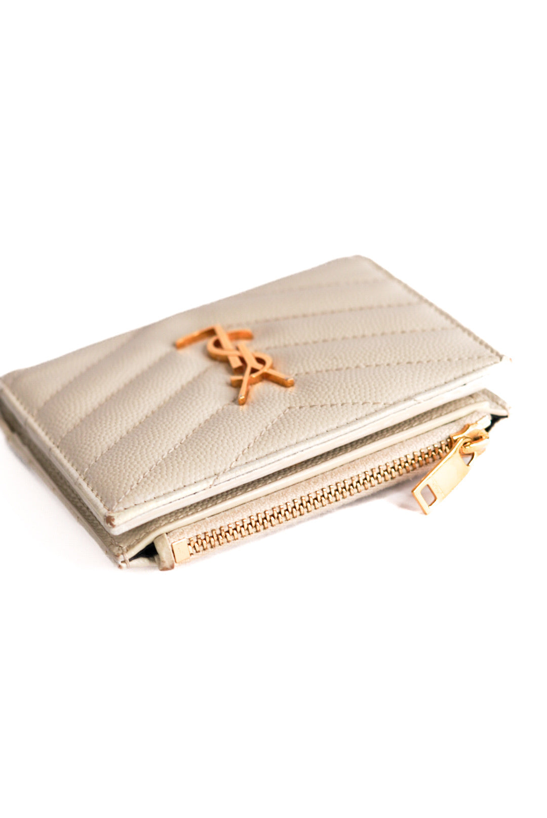 Saint Laurent Cassandre Matelassé Bifold Wallet in Grain De Poudre Leather