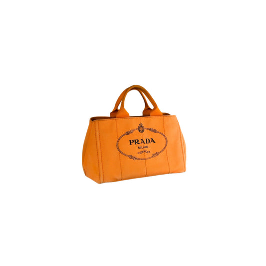 Prada Canapa Canvas Satchel Orange