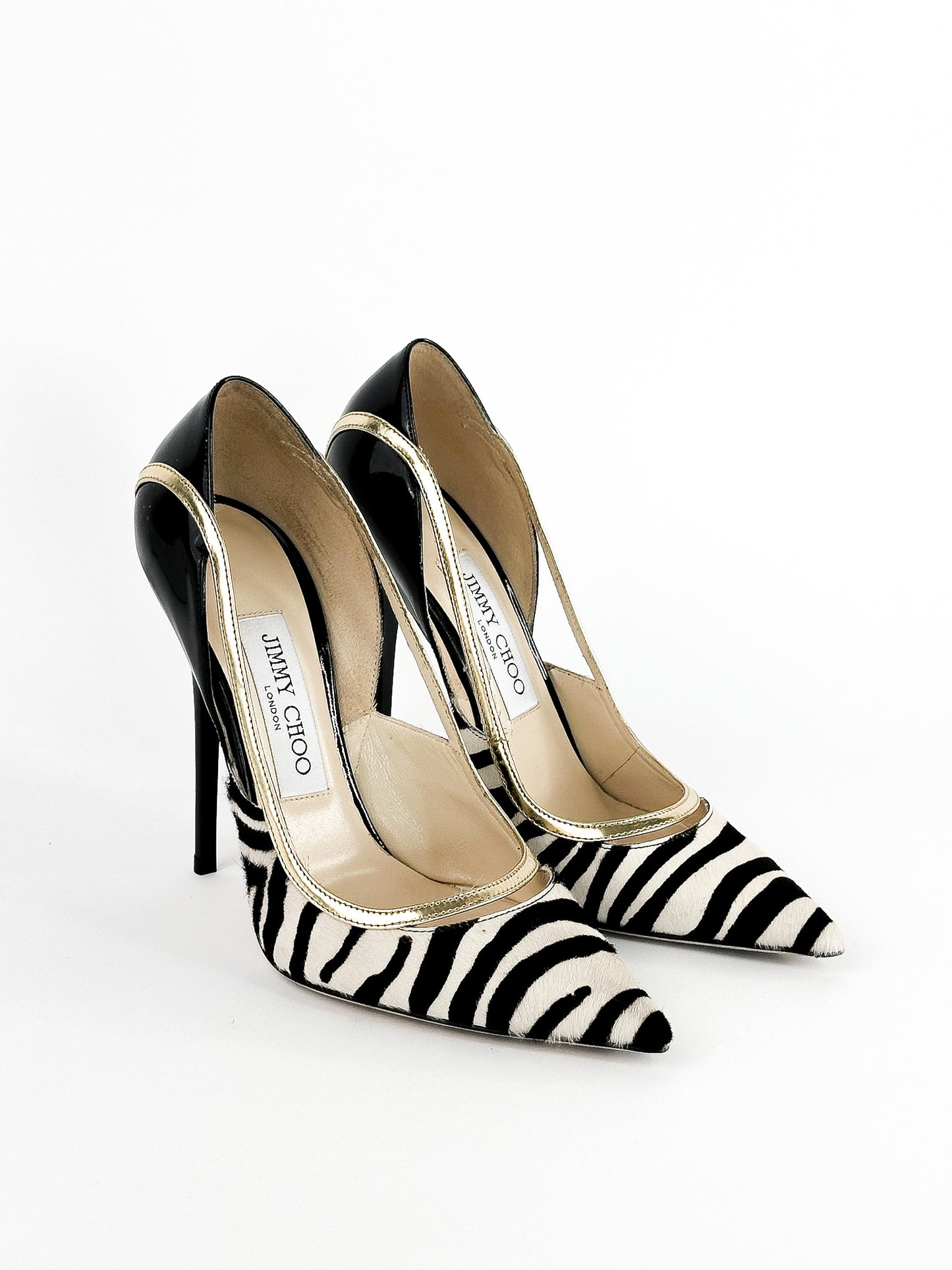 Jimmy Choo Viper Zebra Print Pony Hair Pump Size 37 / 24cm