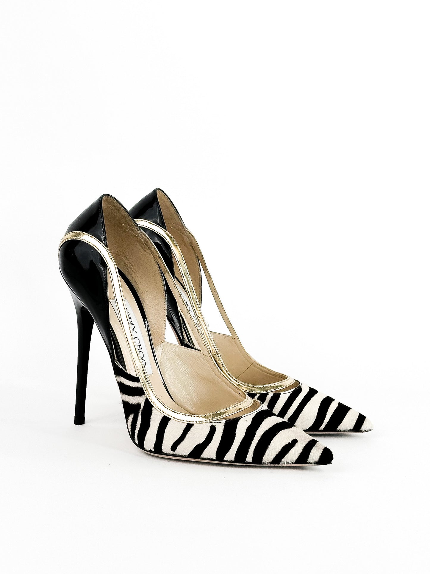 Jimmy Choo Viper Zebra Print Pony Hair Pump Size 37 / 24cm