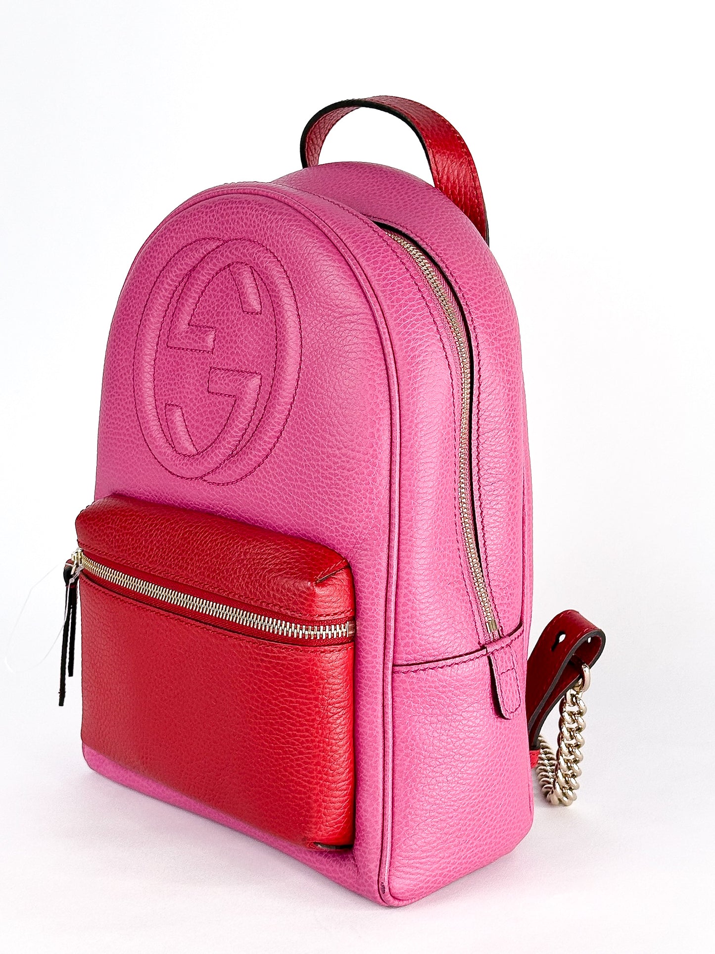 Gucci Pink Red Soho Chain Backpack