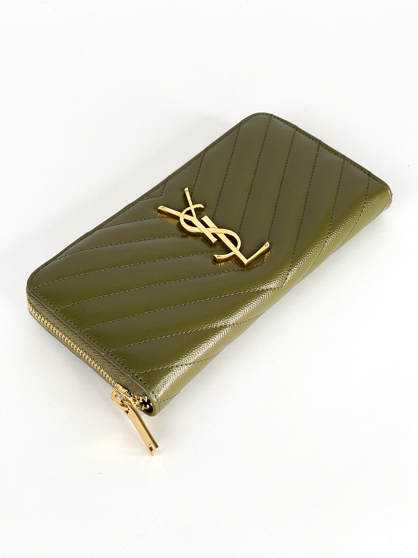 Saint Laurent Cassandre Matelasse Leather Zip Around Long Wallet