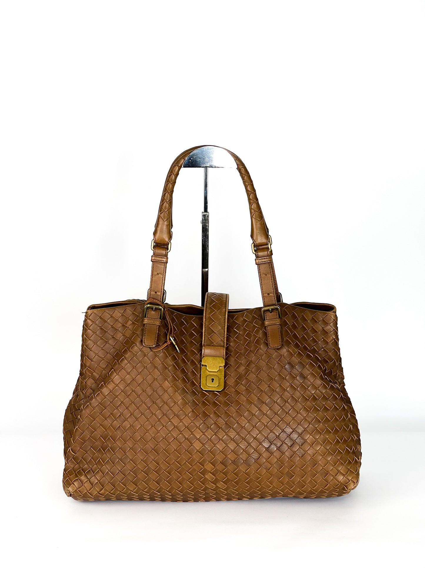 Bottega Veneta Tan Intrecciato Leather Roma Tote