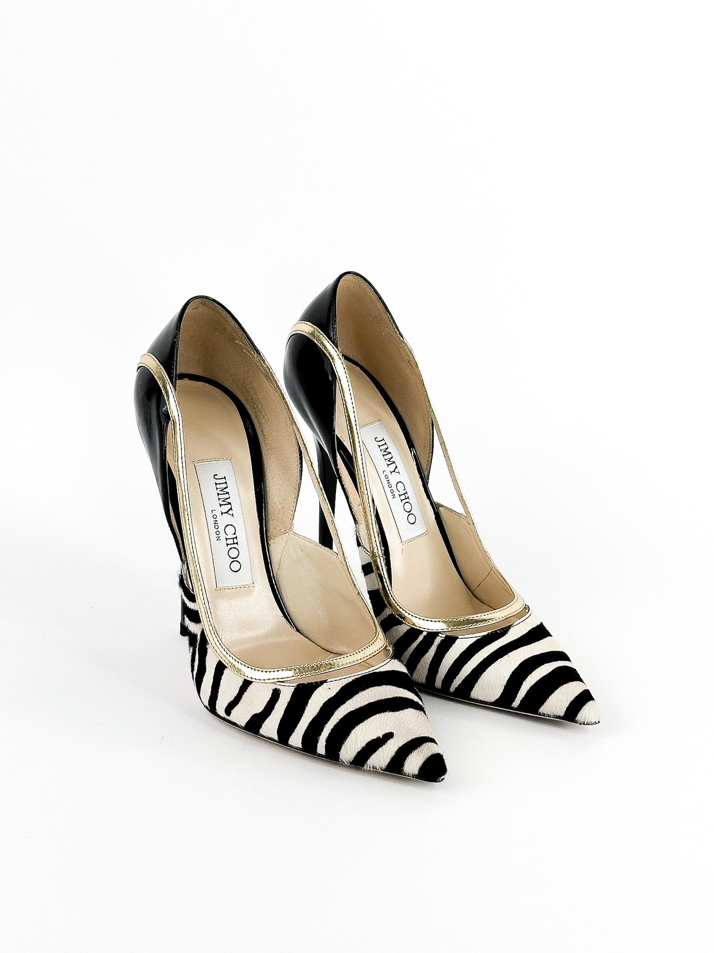 Jimmy Choo Viper Zebra Print Pony Hair Pump Size 37 / 24cm