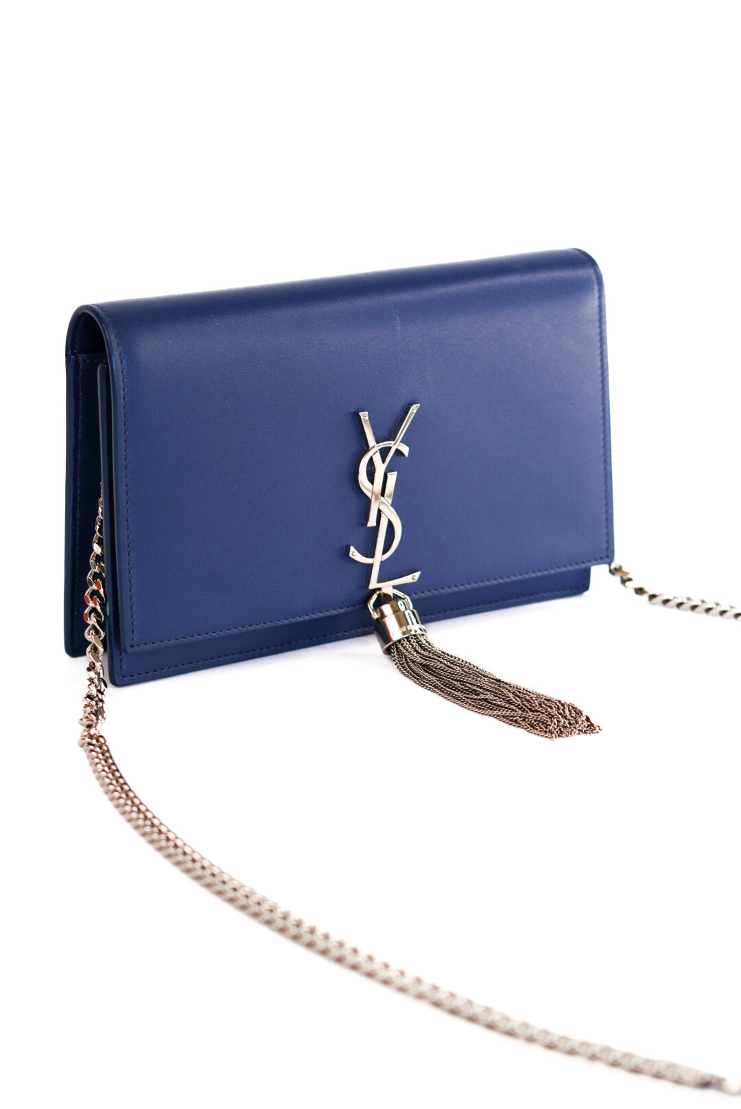 Yves Saint Laurent Saint Laurent Kate Monogram Leather Shoulder Bag Blue