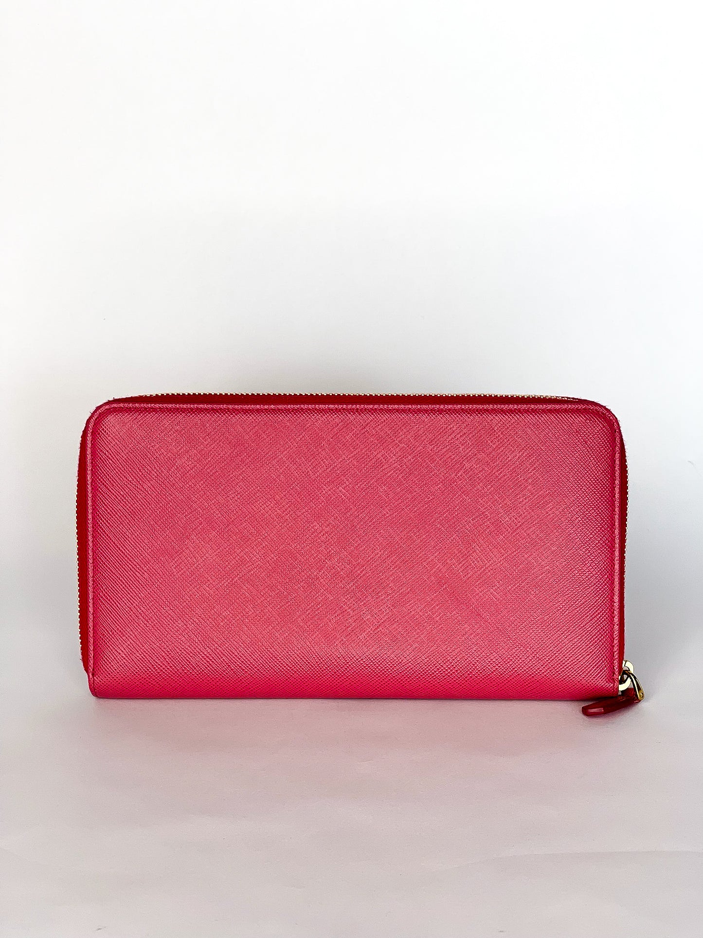 Prada Saffiano Long Zip Around Wallet Pink