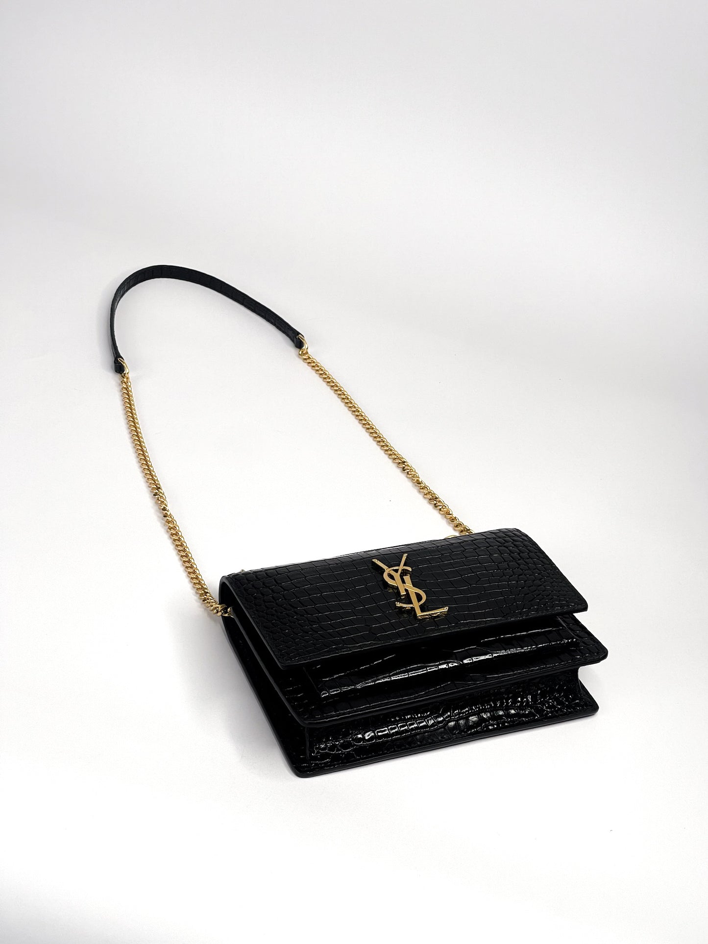 Saint Laurent Sunset Crocodile Embossed Mini Bag