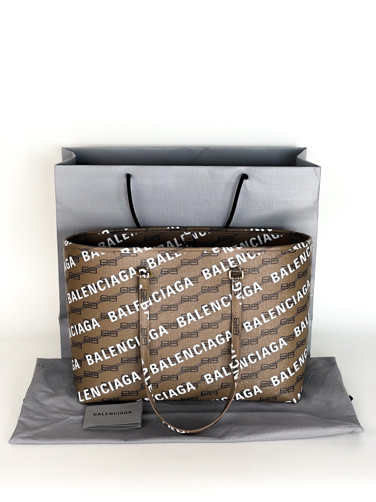 Balenciaga Monogram Coated Canvas Shopper Tote Bag