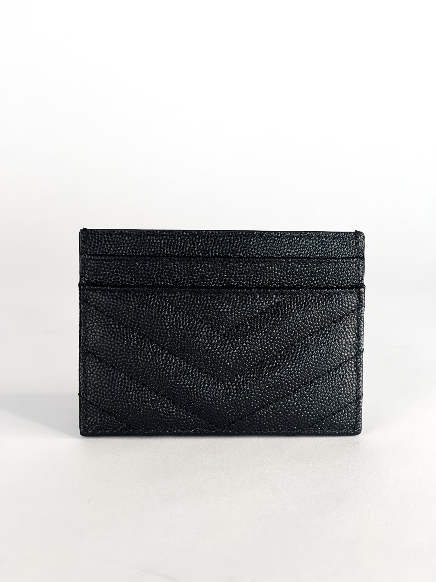 Saint Laurent Grain De Poudre Matelasse Chevron Monogram Card Holder