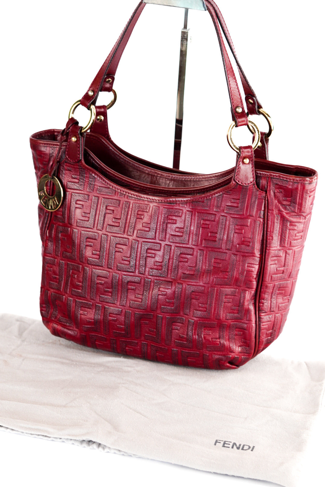 Fendi Bordeaux Zucca Leather Chef Shoppers Tote Bag