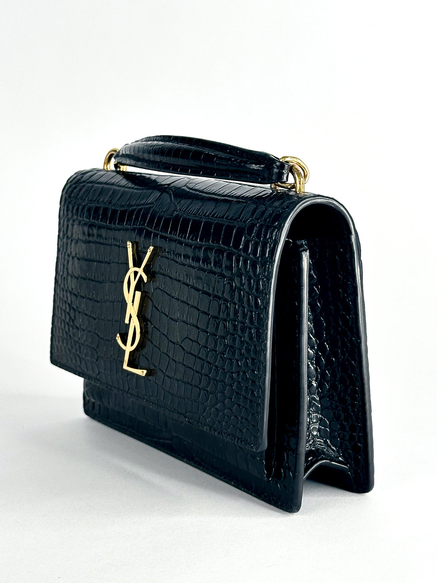 Saint Laurent Sunset Crocodile Embossed Mini Bag