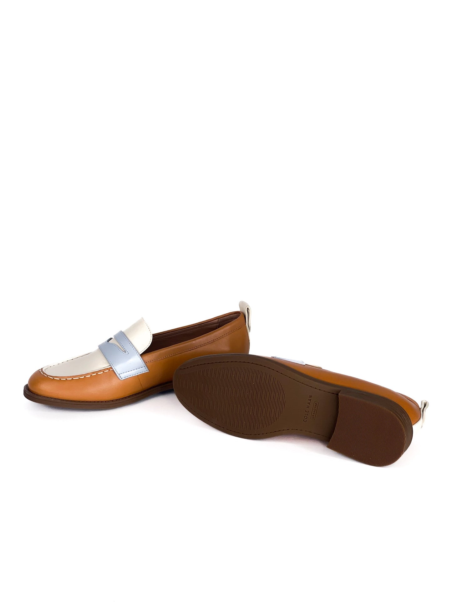 Cole Haan Leather Stassi Penny Loafer Brown & White Size 6