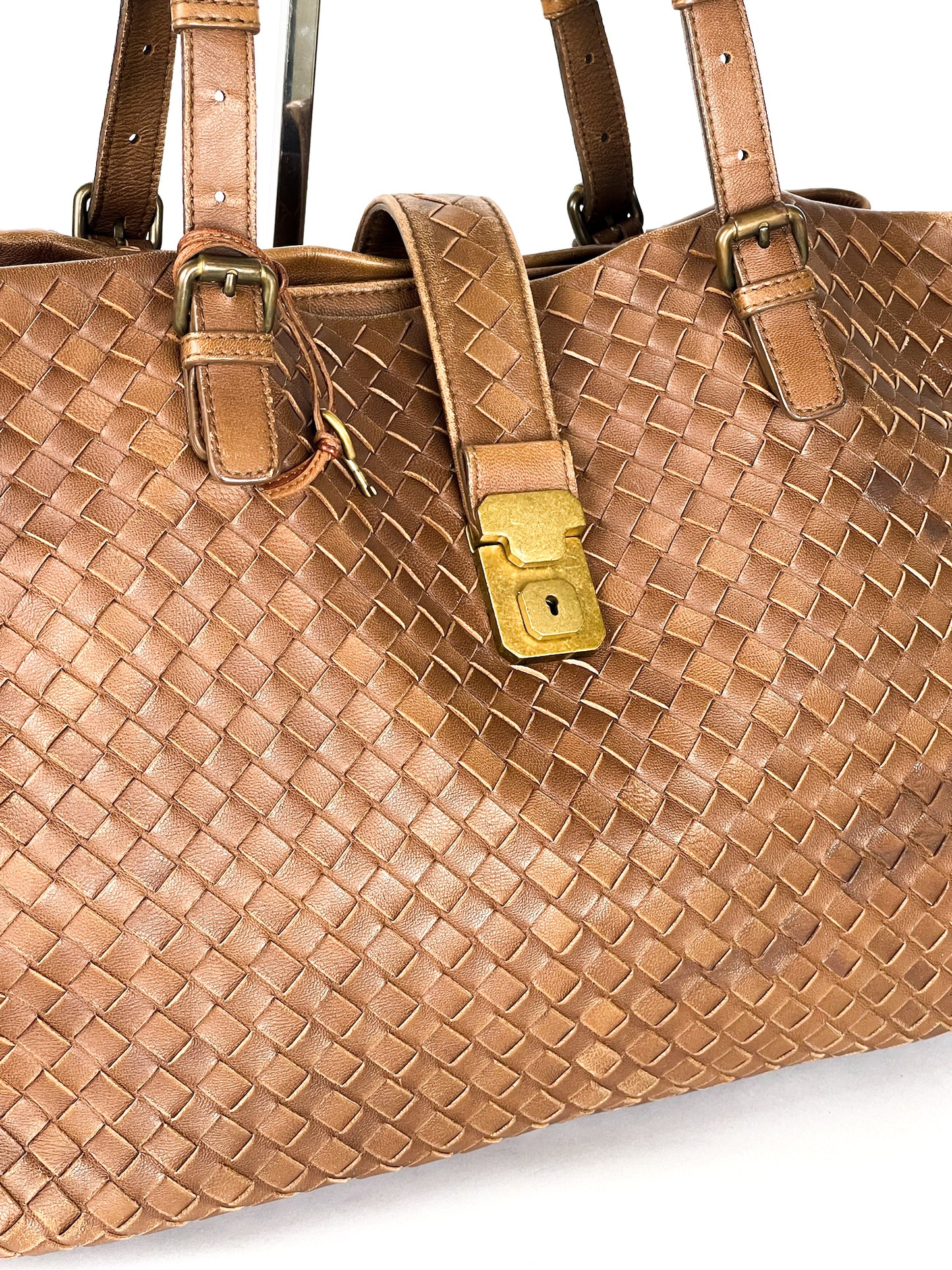 Bottega Veneta Tan Intrecciato Leather Roma Tote