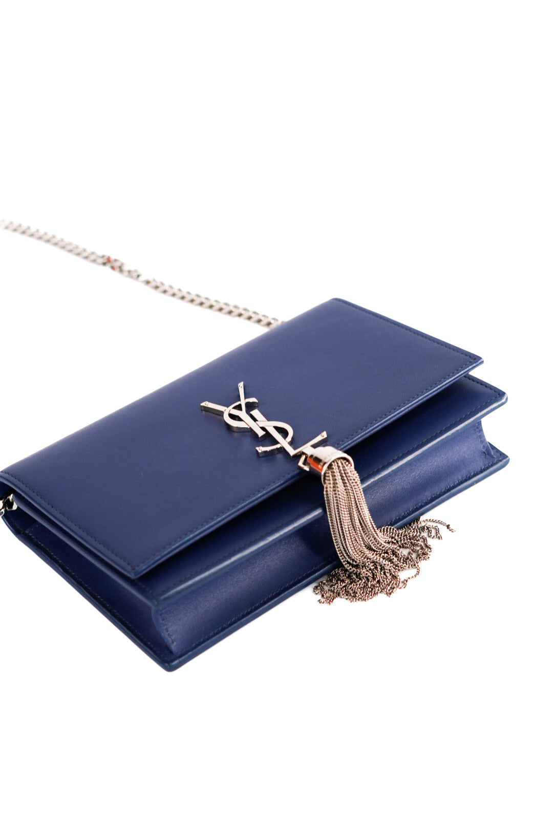 Yves Saint Laurent Saint Laurent Kate Monogram Leather Shoulder Bag Blue