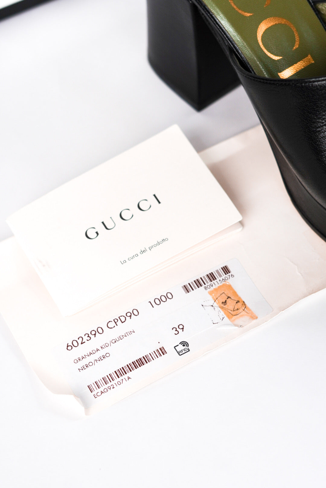 Gucci Black Leather Horsebit Platform Slide Sandals Size 39