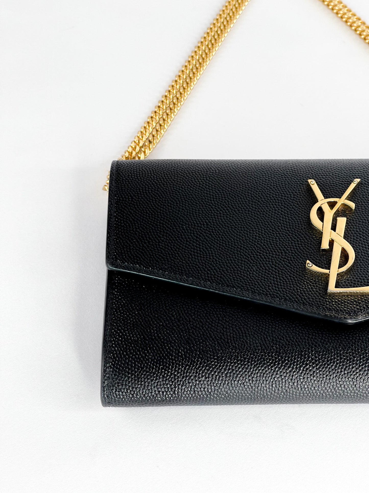 Saint Laurent Uptown Leather Wallet on Chain Black