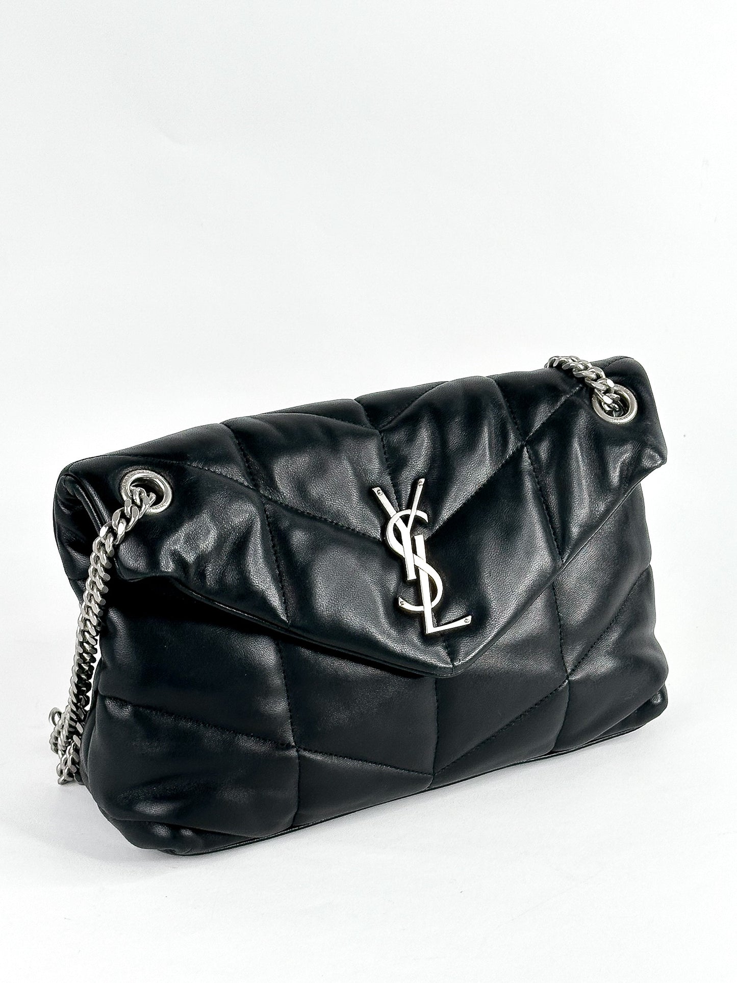Saint Laurent Black Quilted Lambskin Small Loulou Puffer Bag