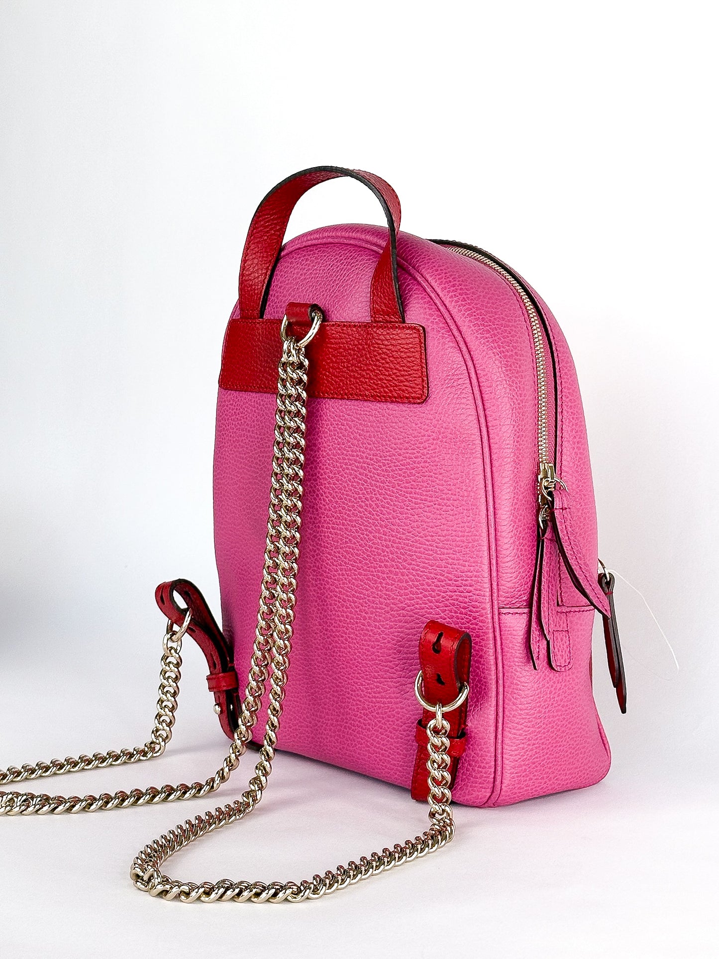 Gucci Pink Red Soho Chain Backpack