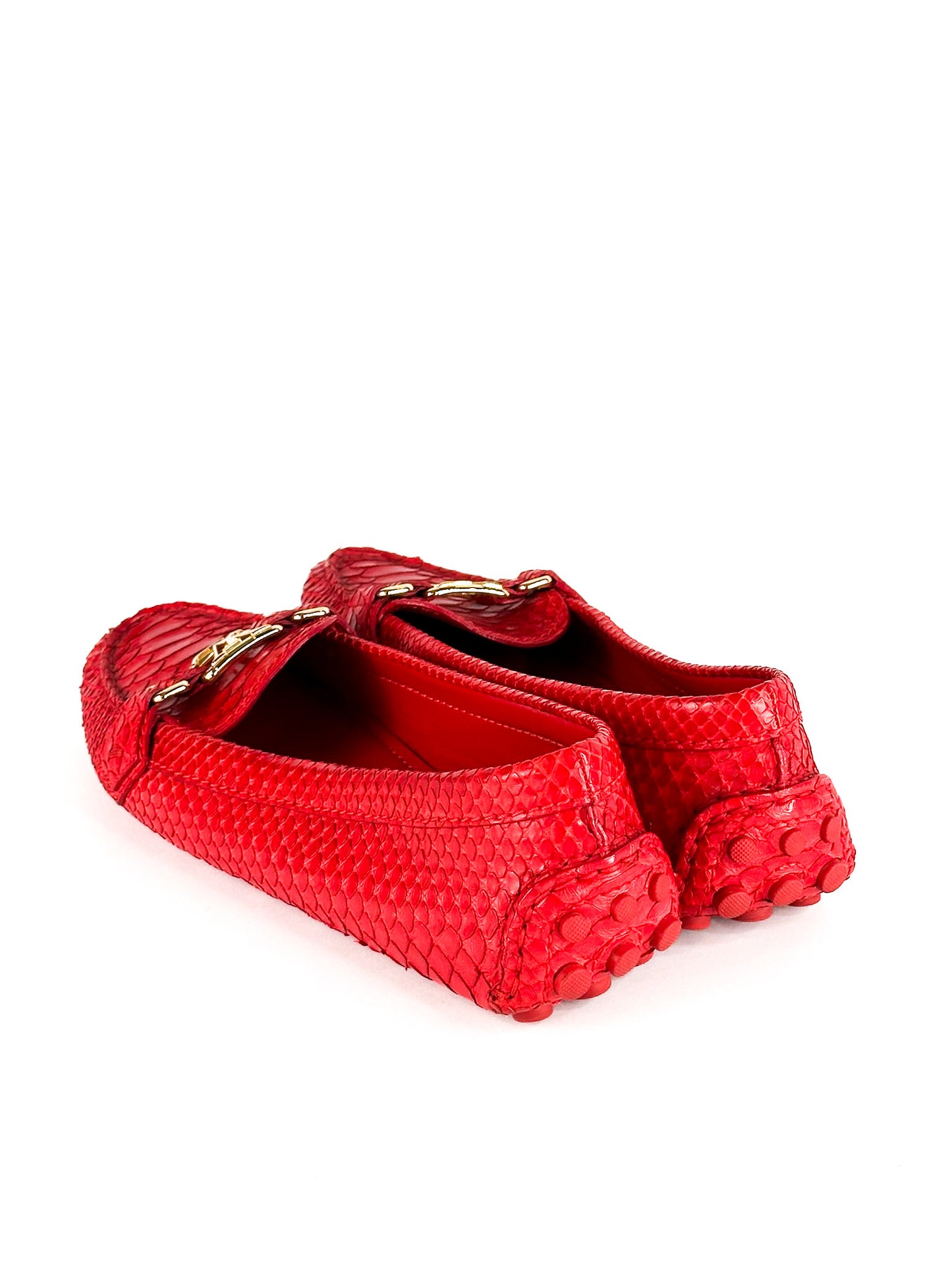 Louis Vuitton Red Python Leather Loafers Size 40