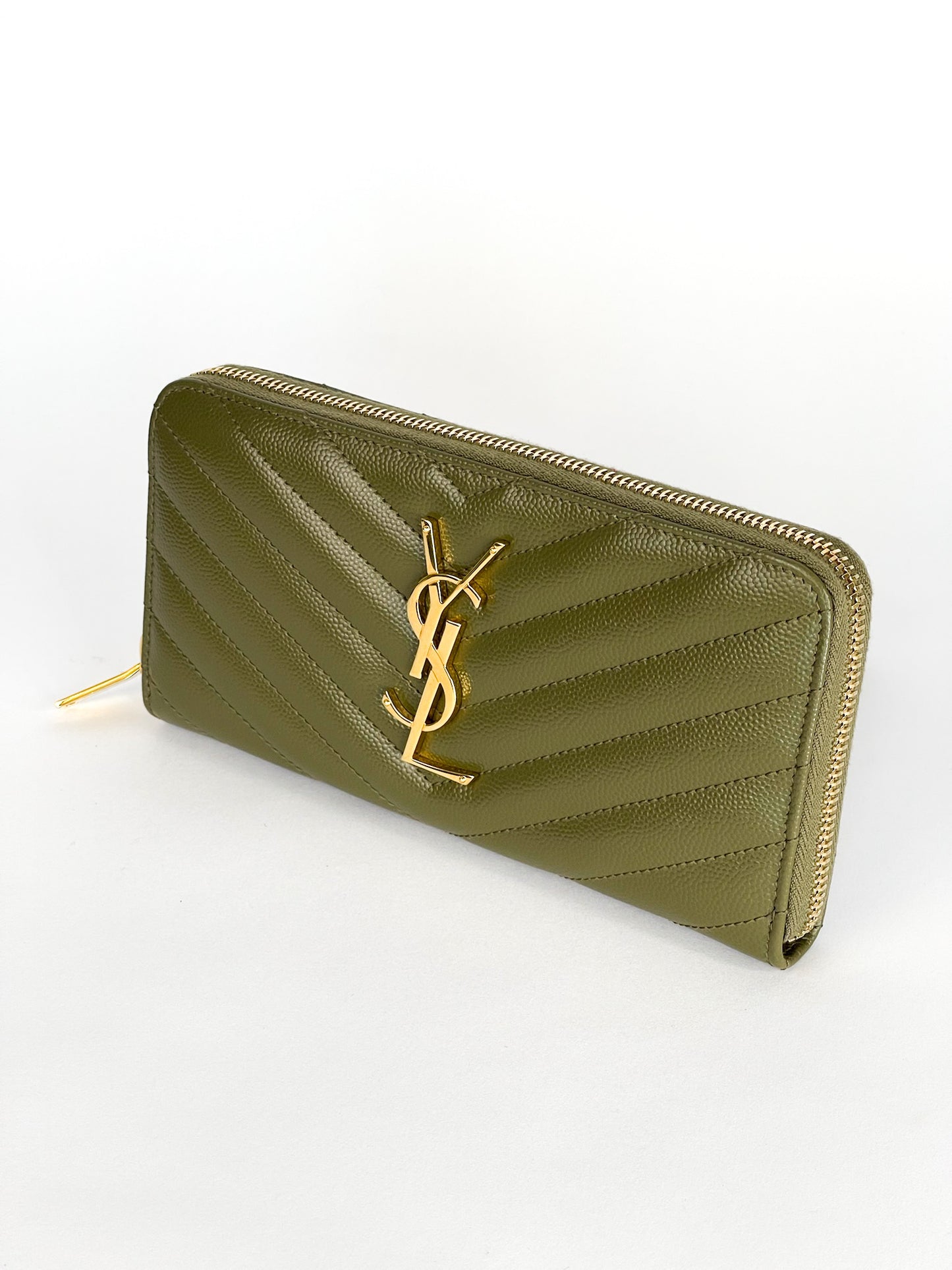 Saint Laurent Cassandre Matelasse Leather Zip Around Long Wallet