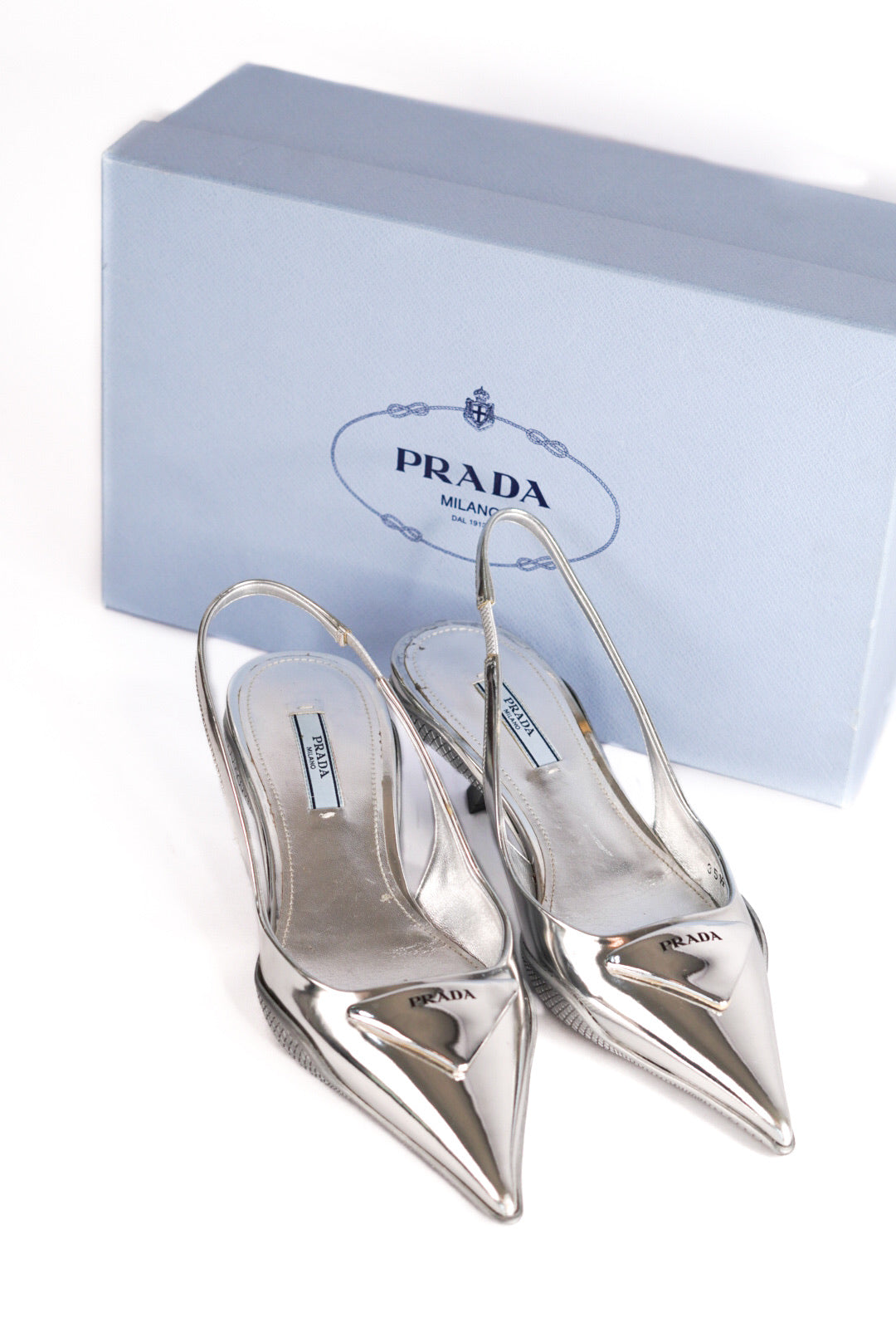 Prada Metallic Slingback Pumps Size 35.5