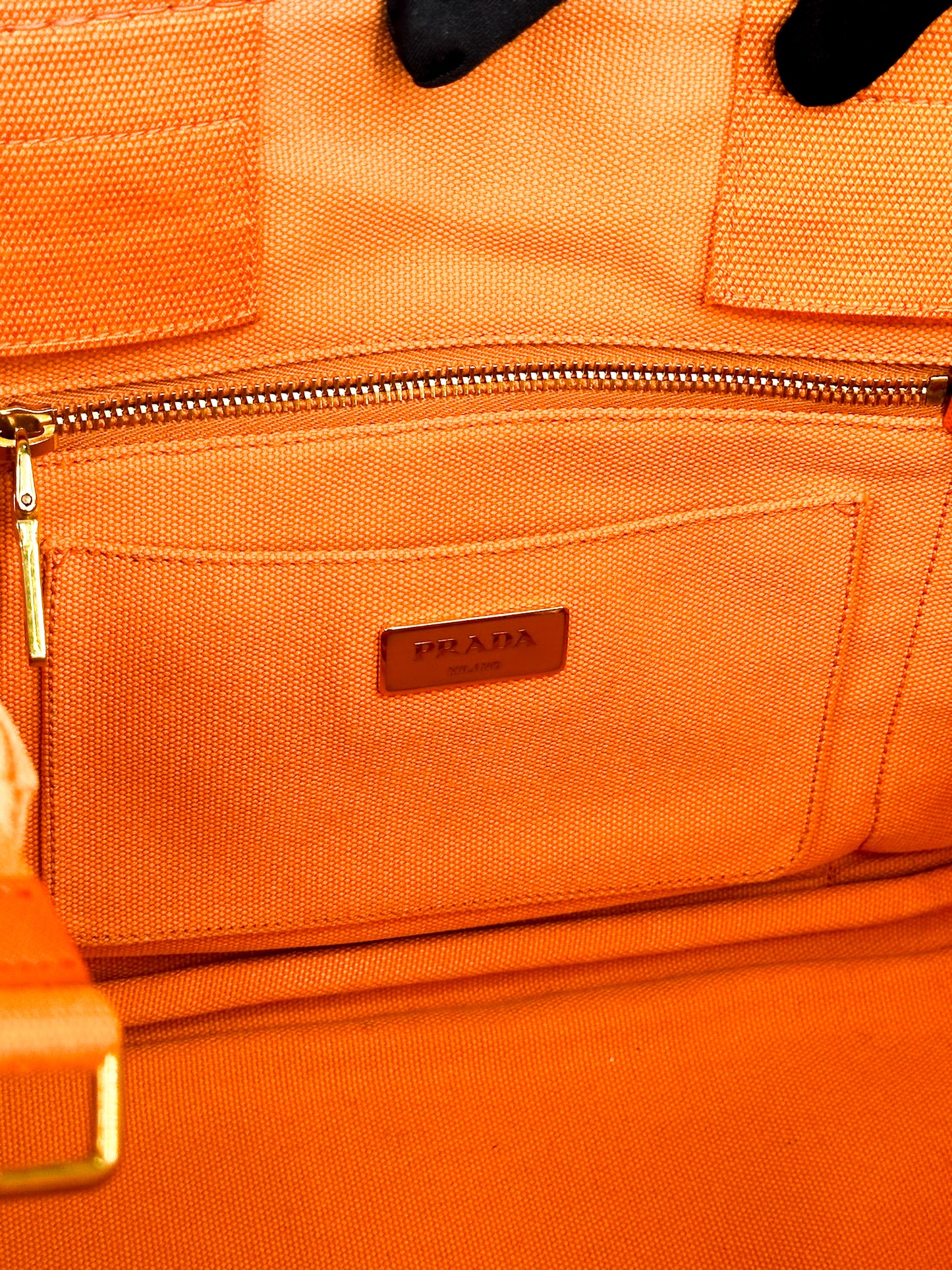 Prada Canapa Canvas Satchel Orange