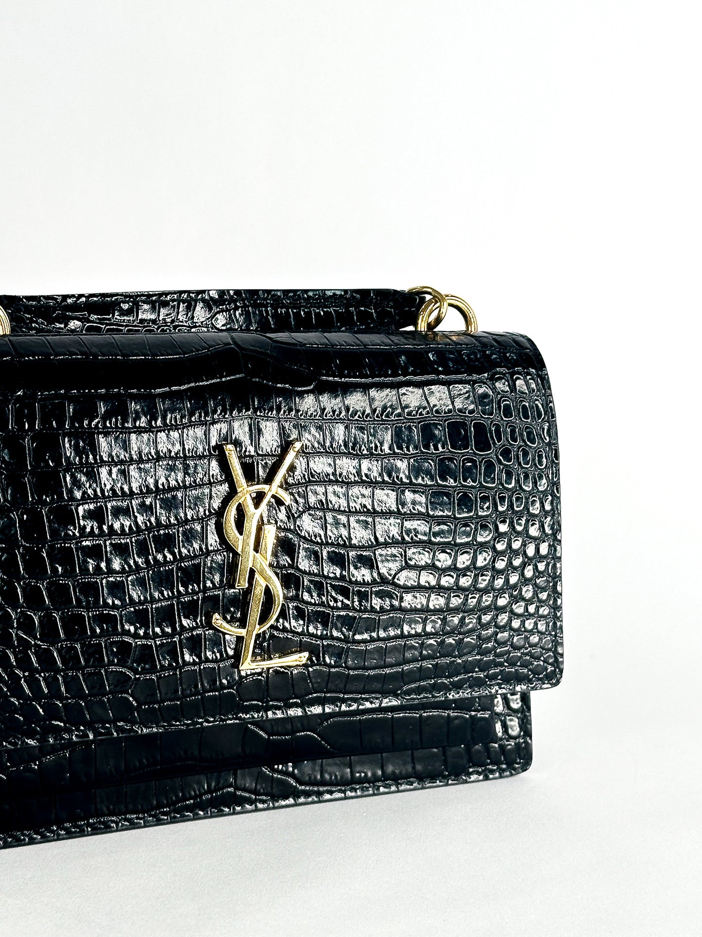 Saint Laurent Sunset Crocodile Embossed Mini Bag