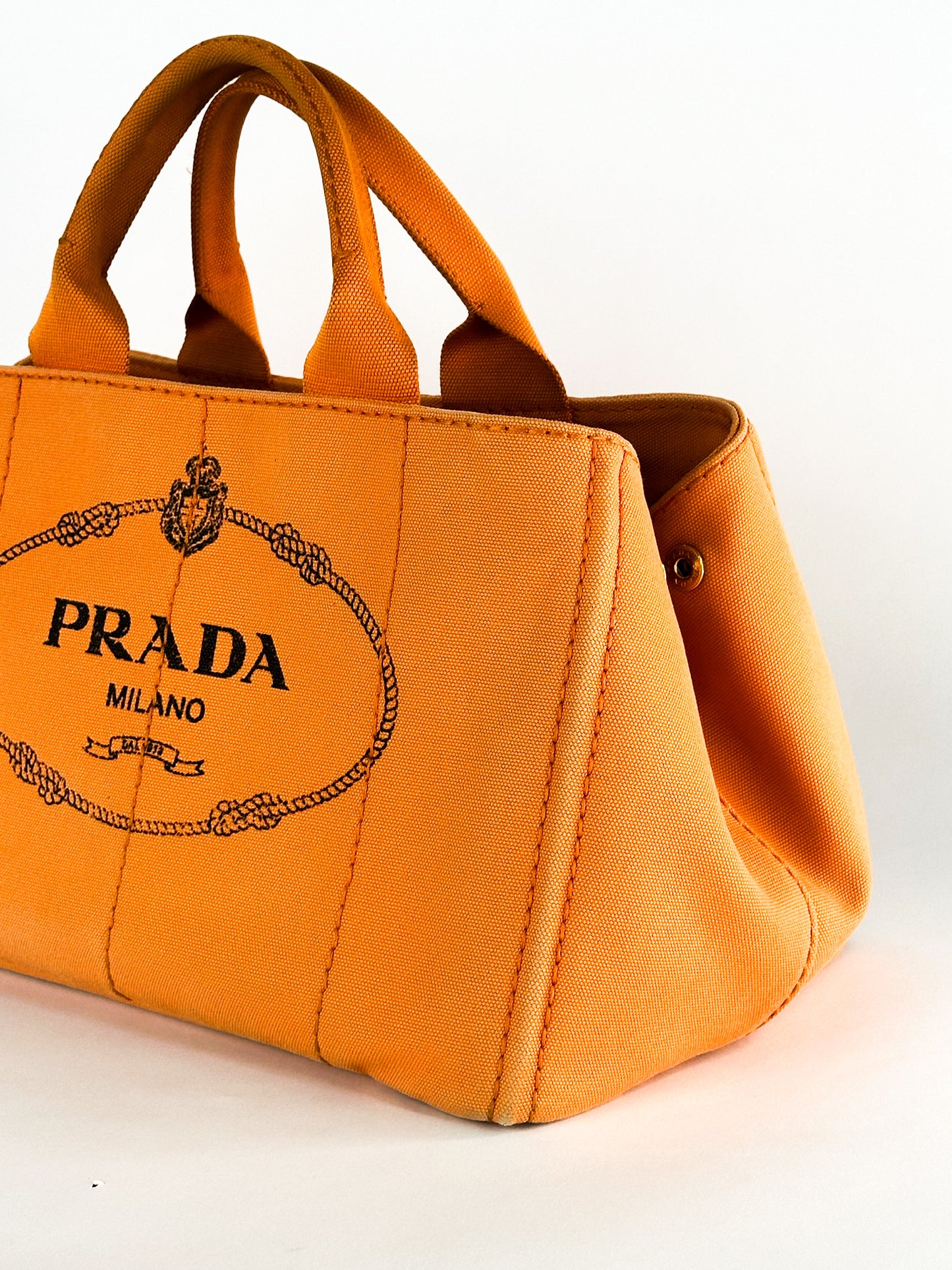 Prada Canapa Canvas Satchel Orange