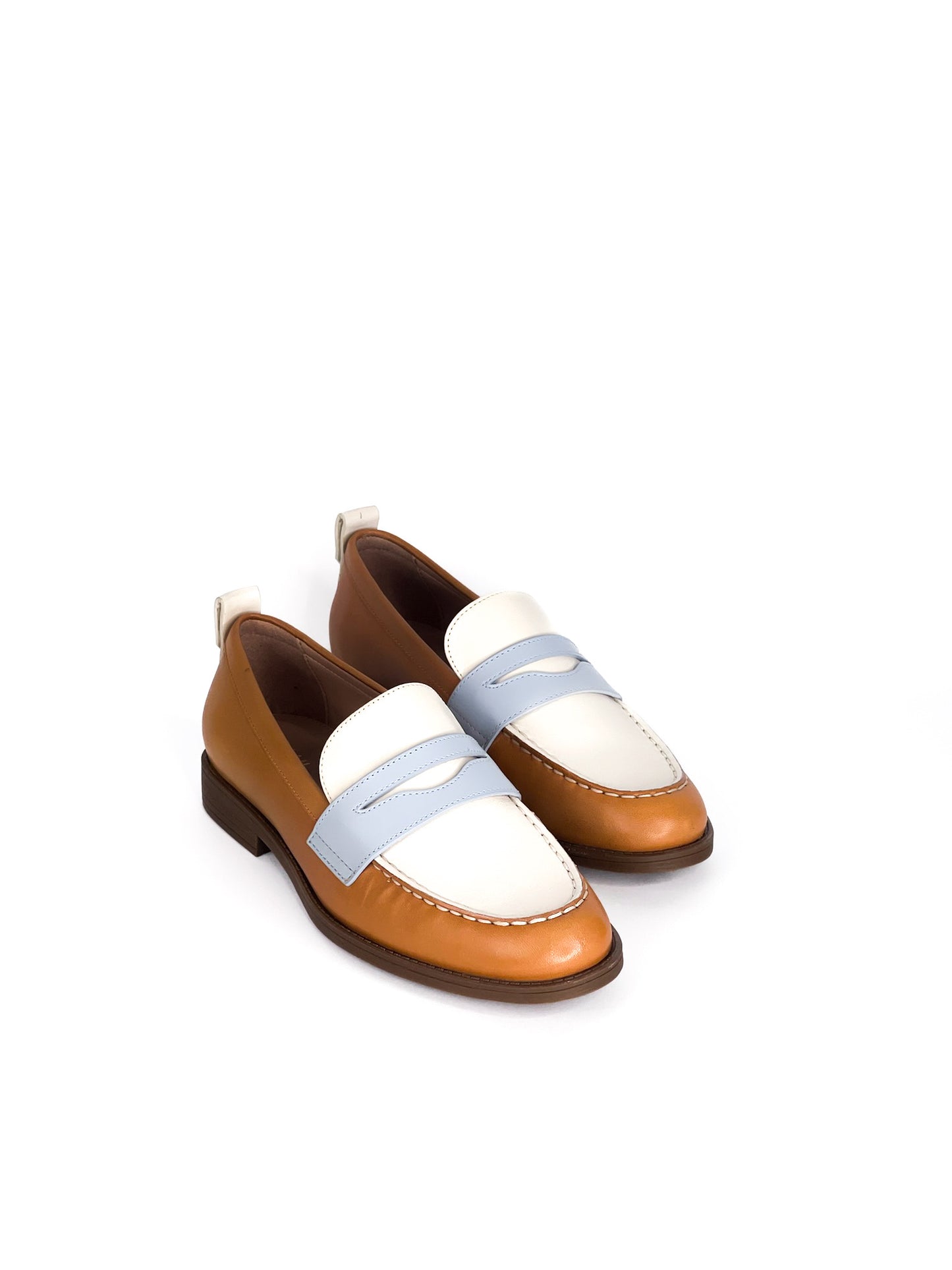 Cole Haan Leather Stassi Penny Loafer Brown & White Size 6