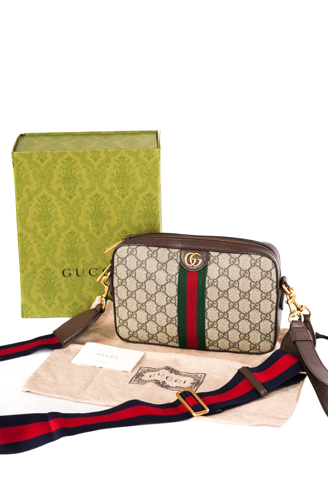 Gucci Ophidia Zip Wristlet Shoulder Bag GG Coated Canvas Crossbody Bag