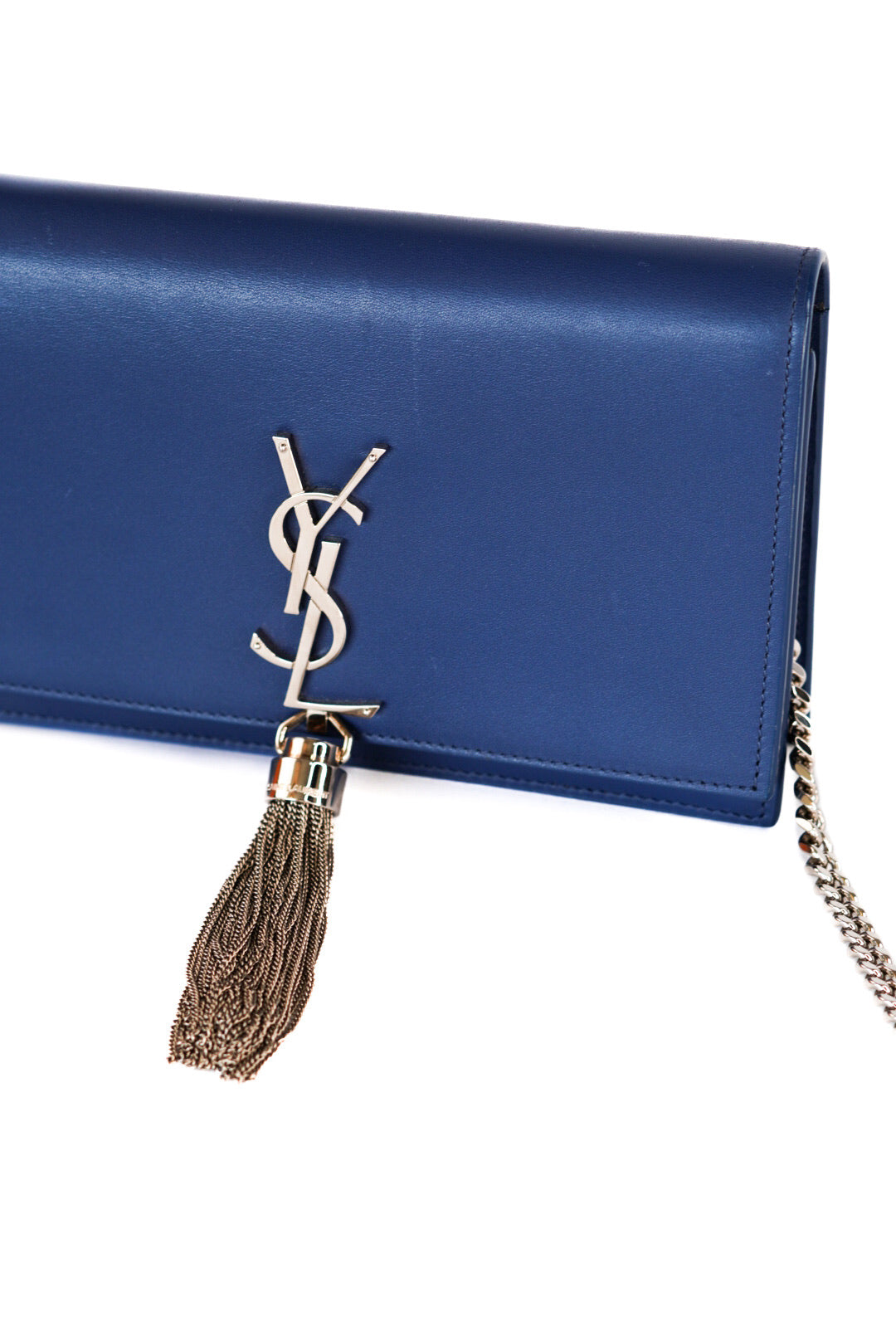 Yves Saint Laurent Saint Laurent Kate Monogram Leather Shoulder Bag Blue