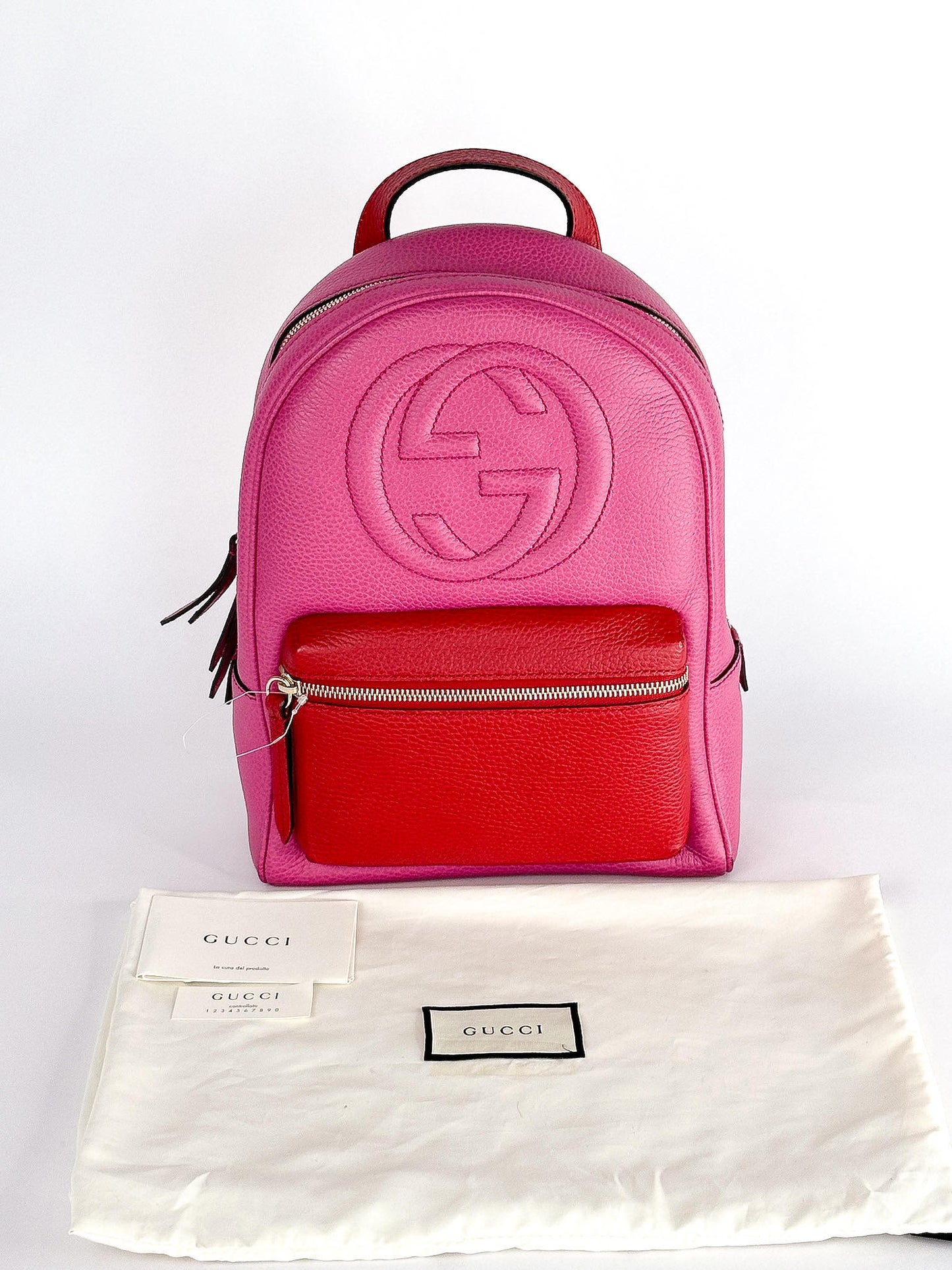 Gucci Pink Red Soho Chain Backpack