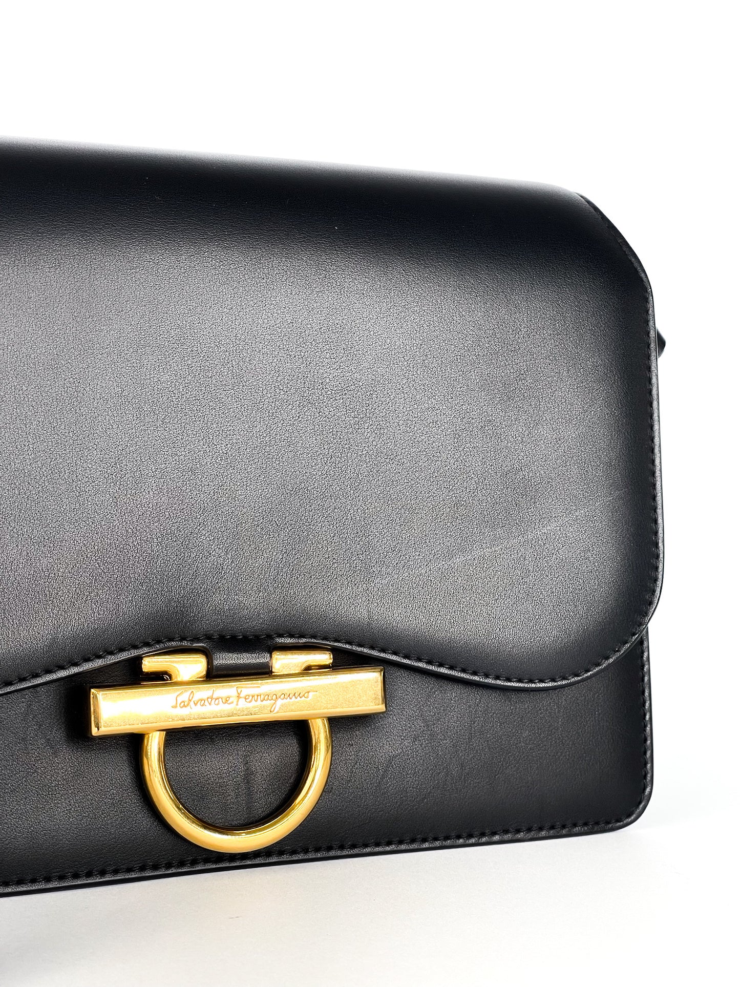 Salvatore Ferragamo Calfskin Joanne Crossbody Black