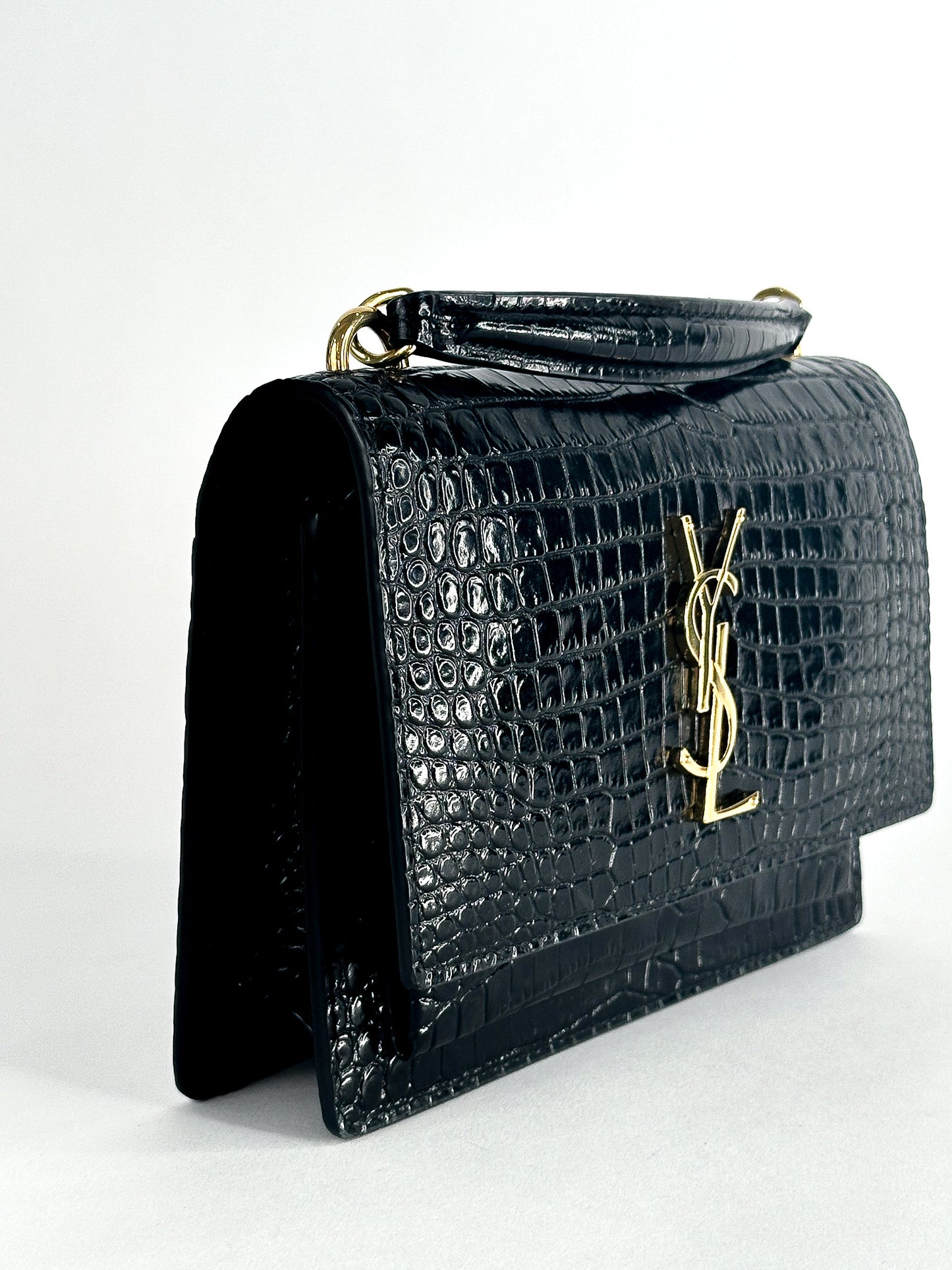 Saint Laurent Sunset Crocodile Embossed Mini Bag