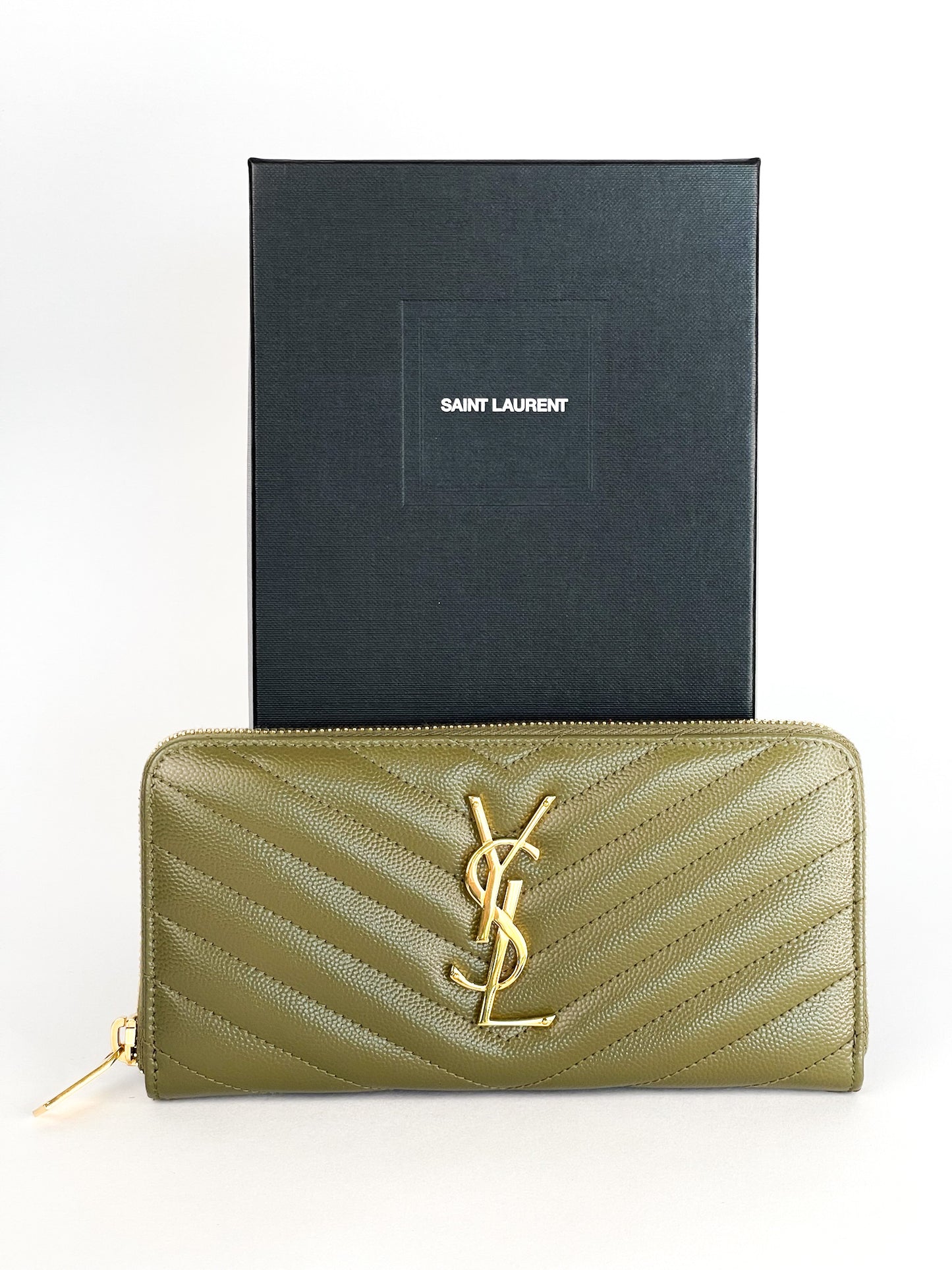 Saint Laurent Cassandre Matelasse Leather Zip Around Long Wallet