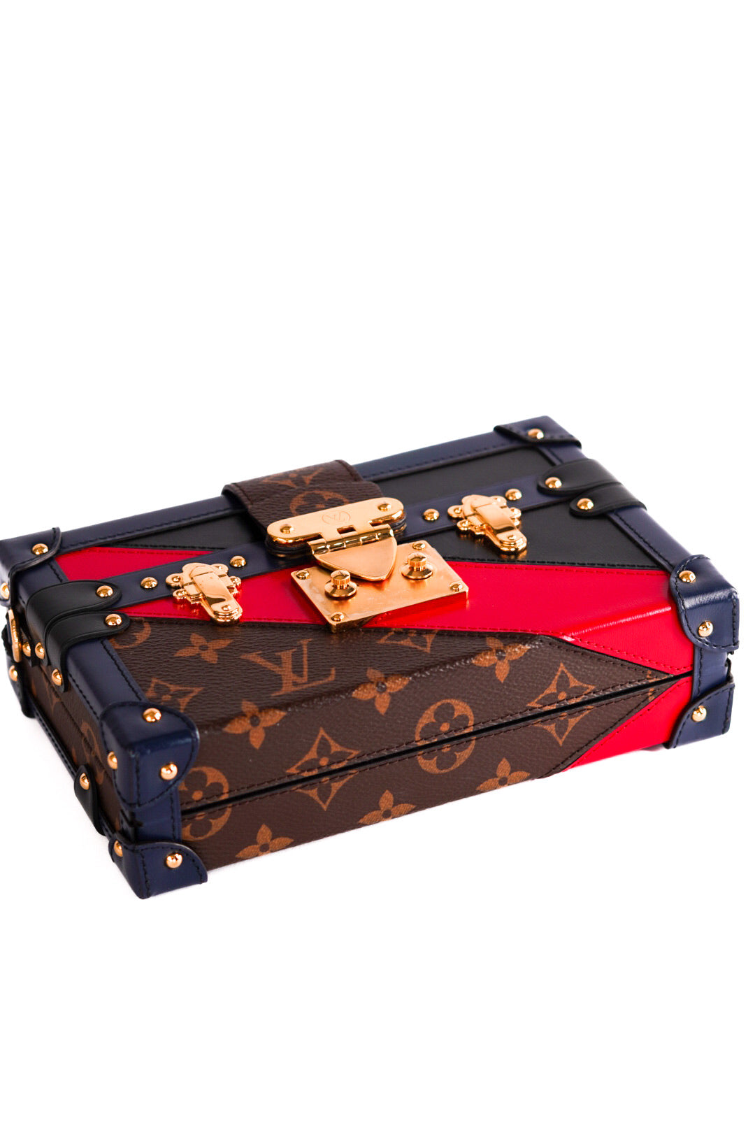 Louis Vuitton Monogram Malletage Print Petite Malle Marine Rouge