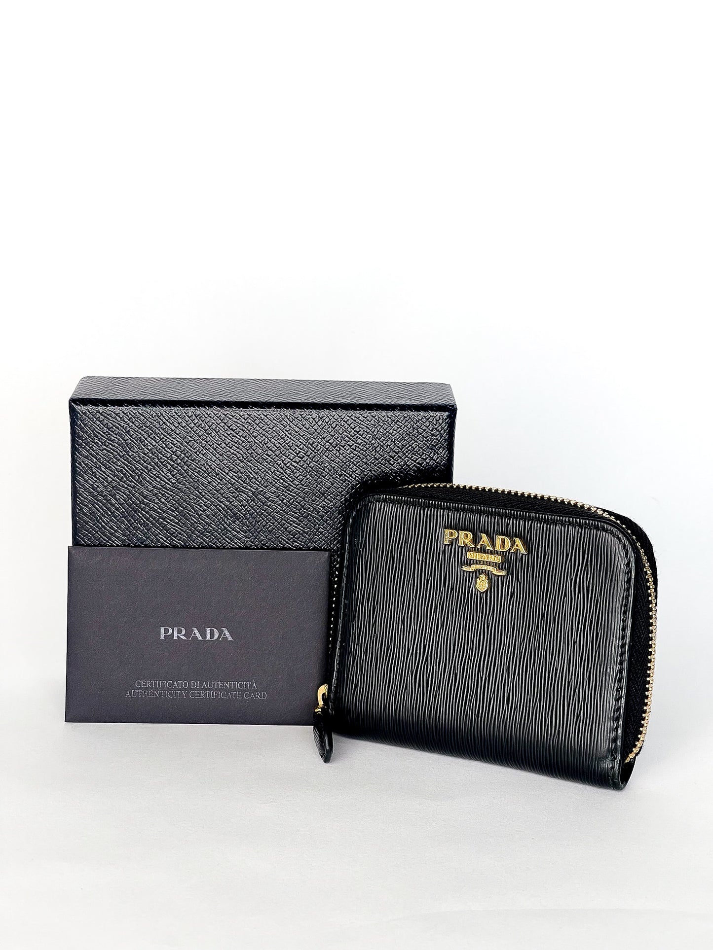 Prada Saffiano Leather Zip Around Coin Purse